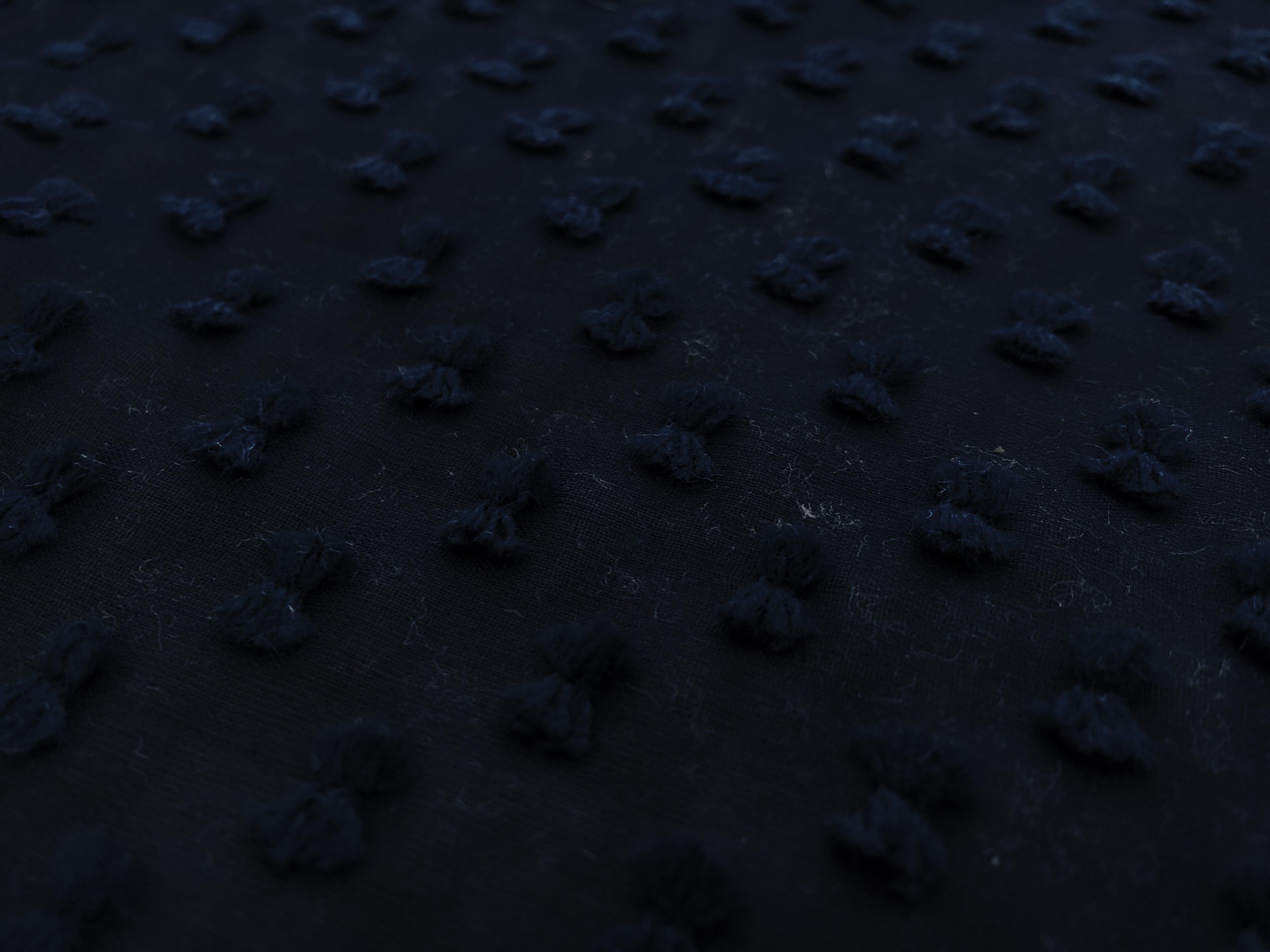 Silk and Cotton Swiss Dot Chiffon in Navy0