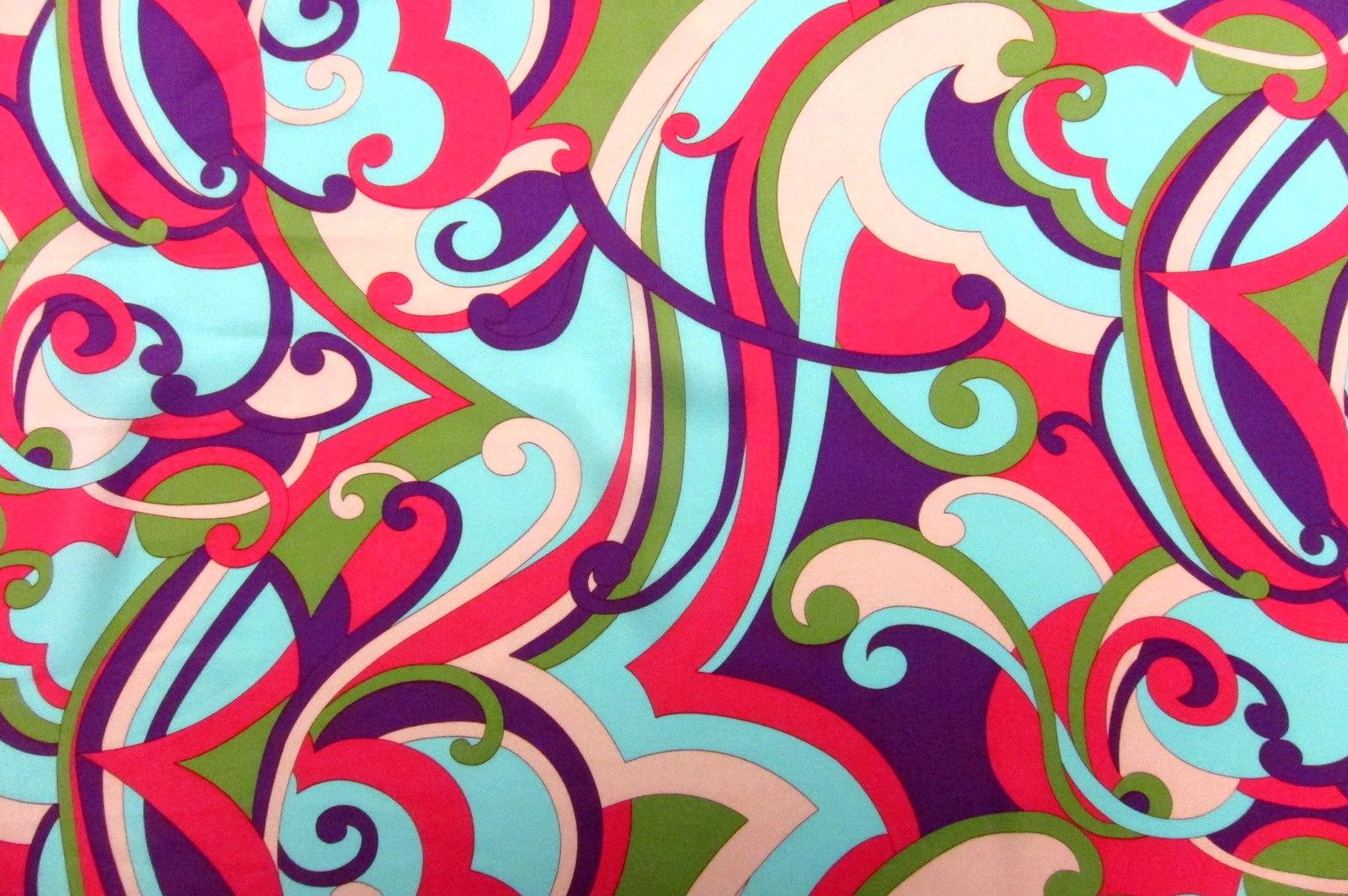 Printed Silk Charmeuse Paisley On Multicolor Background