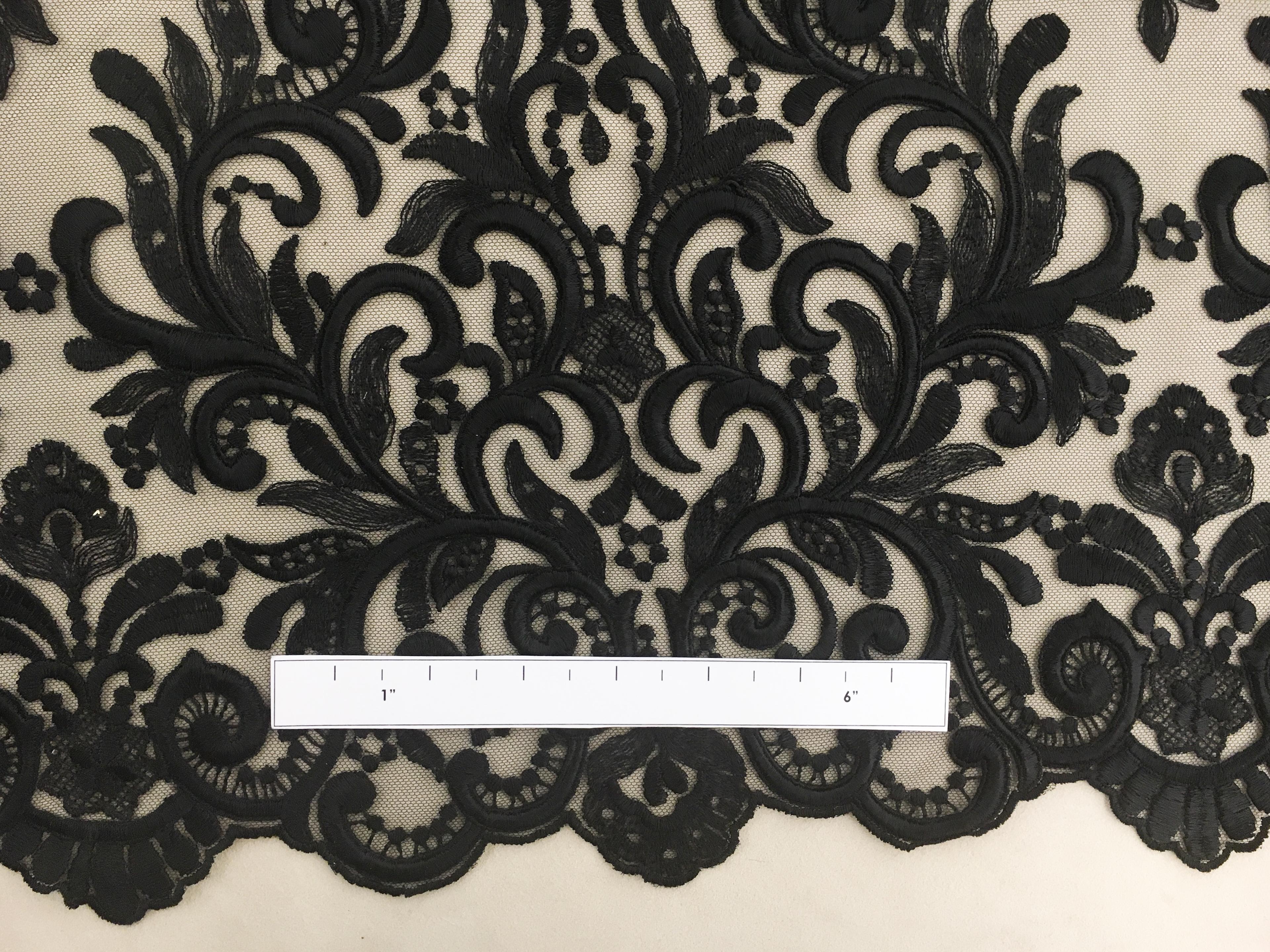 Ornate Embroidered Tulle in Black1