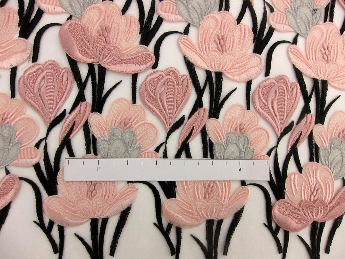 3D Flowers on Embroidered Tulle2