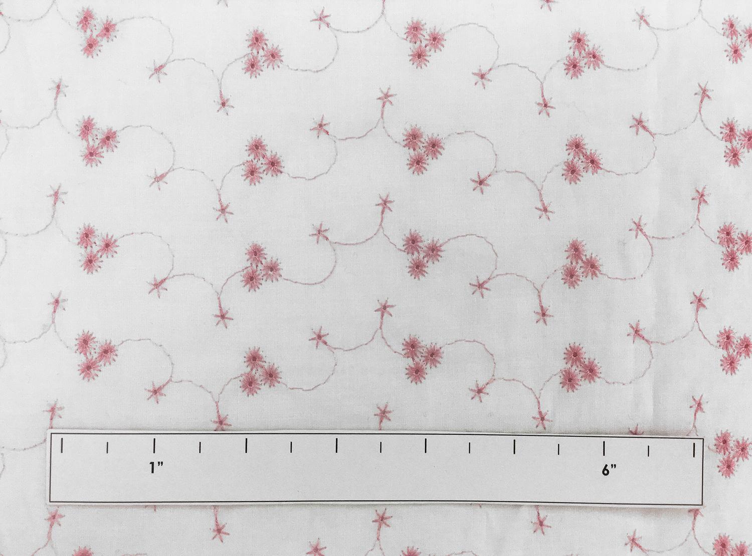 Cotton Eyelet with Embroidered Flowers in Pink1