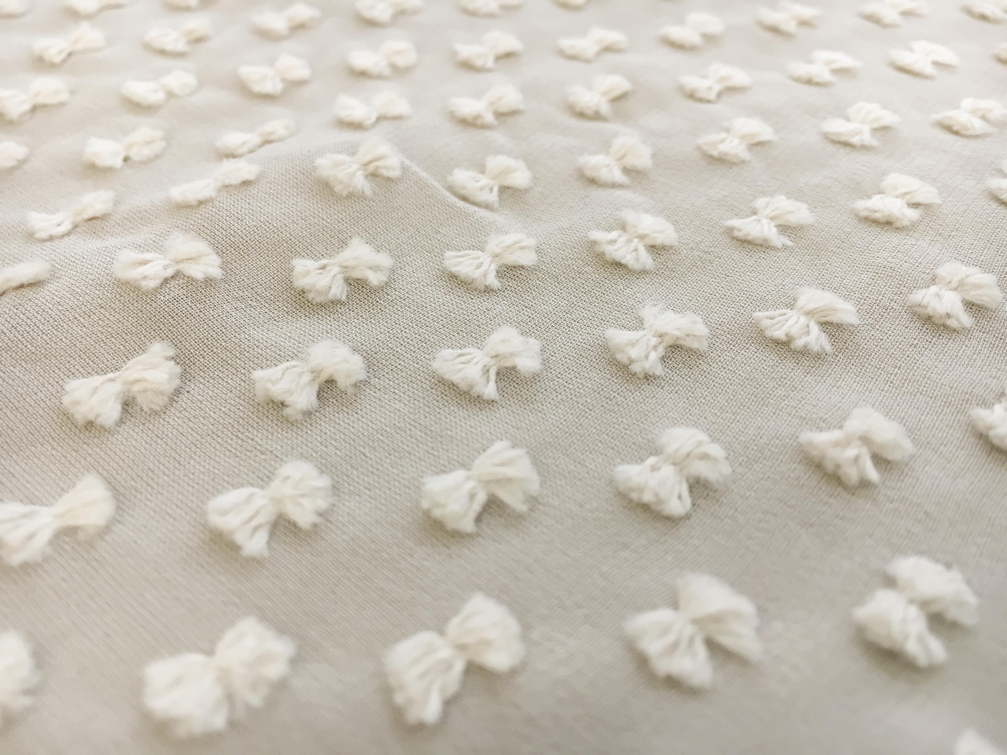 Silk and Cotton Swiss Dot Chiffon in Ivory0