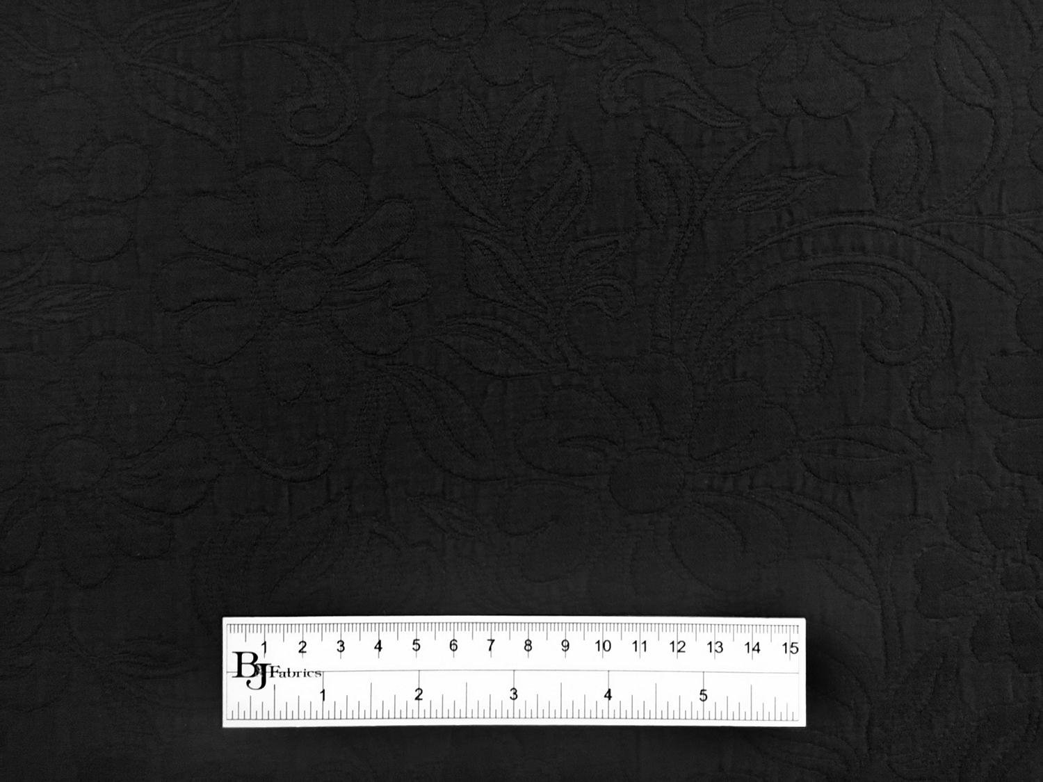 Italian Cotton Blend Floral Brocade in Black3