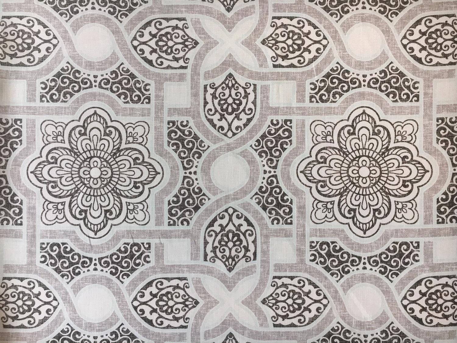 Light Weight Linen Print Arabesque Mosaic 0