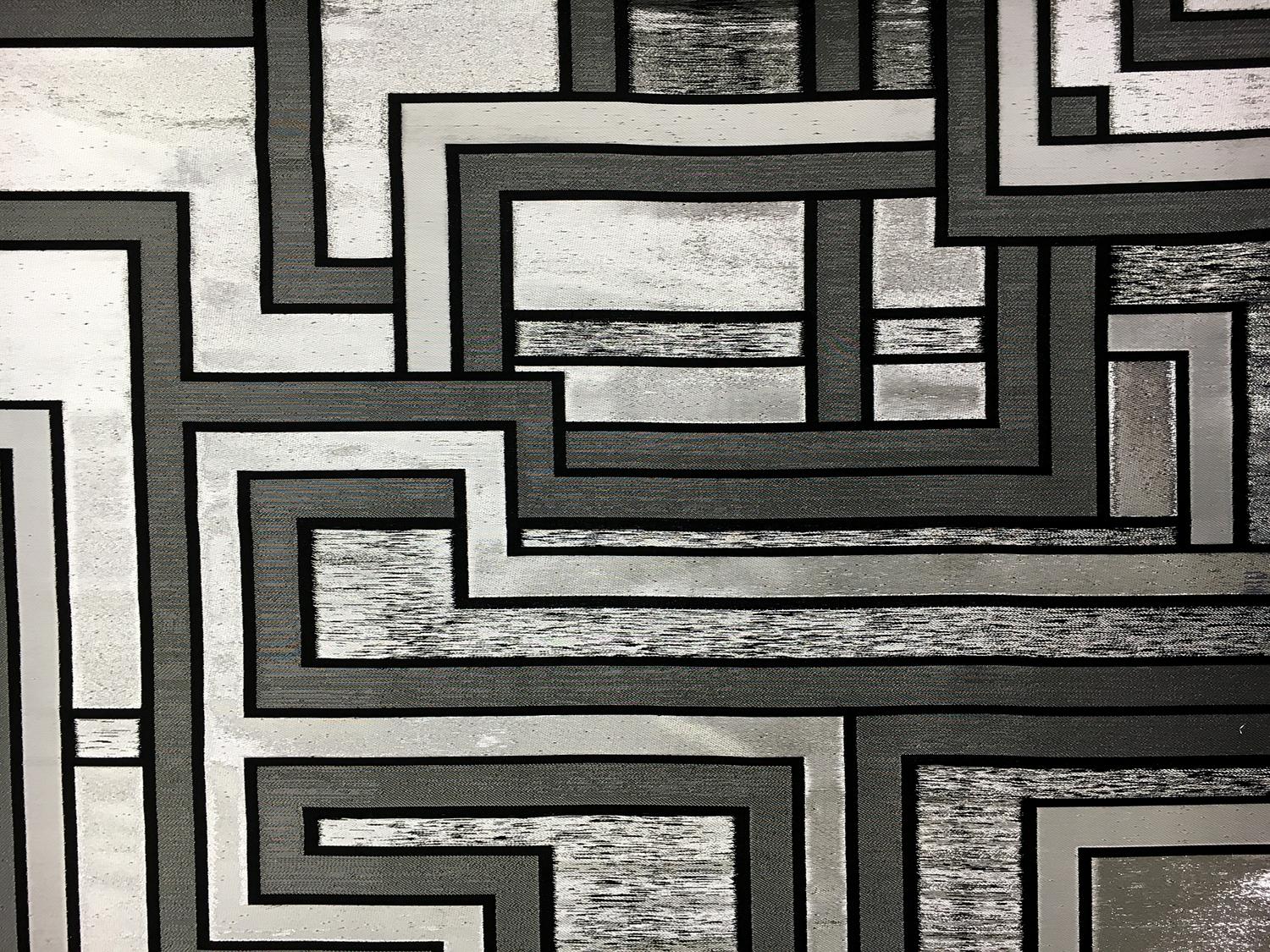 Metallic Geometric Jacquard Brocade in Silver