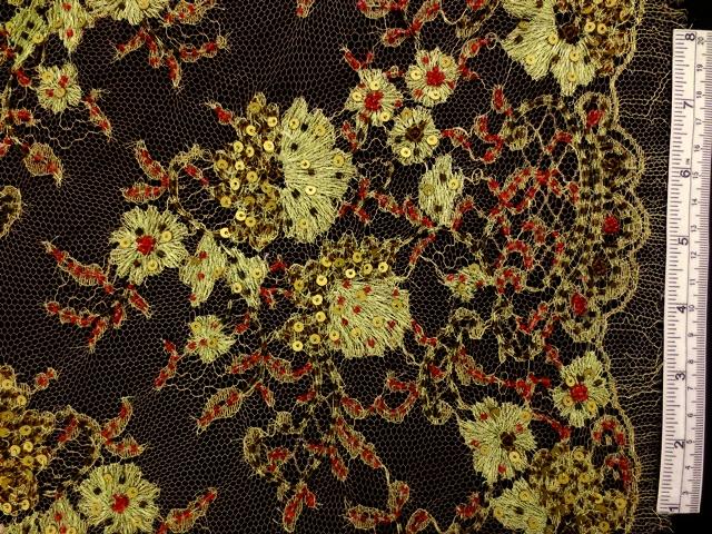 Beaded Metallic Chantilly Lace0