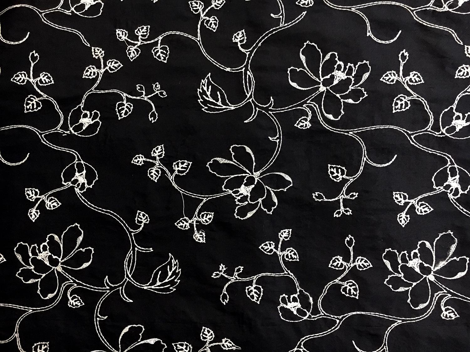 Silk Shantung with Embroidered Florals0
