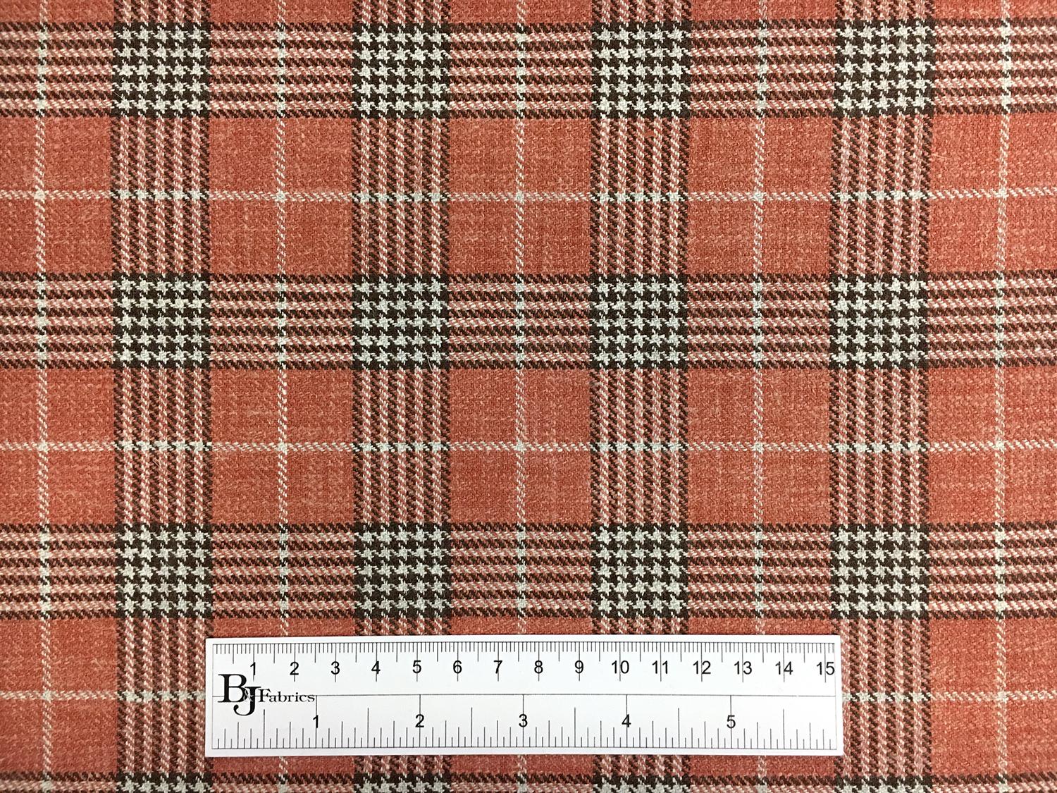 Italian Silk Linen Wool Blend Plaid in Rust3