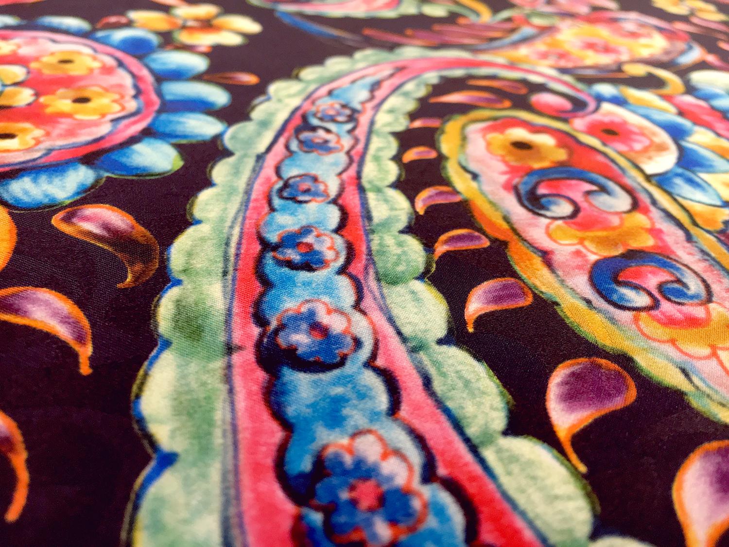 Printed Silk Jacquard with Italian Tile Paisley2