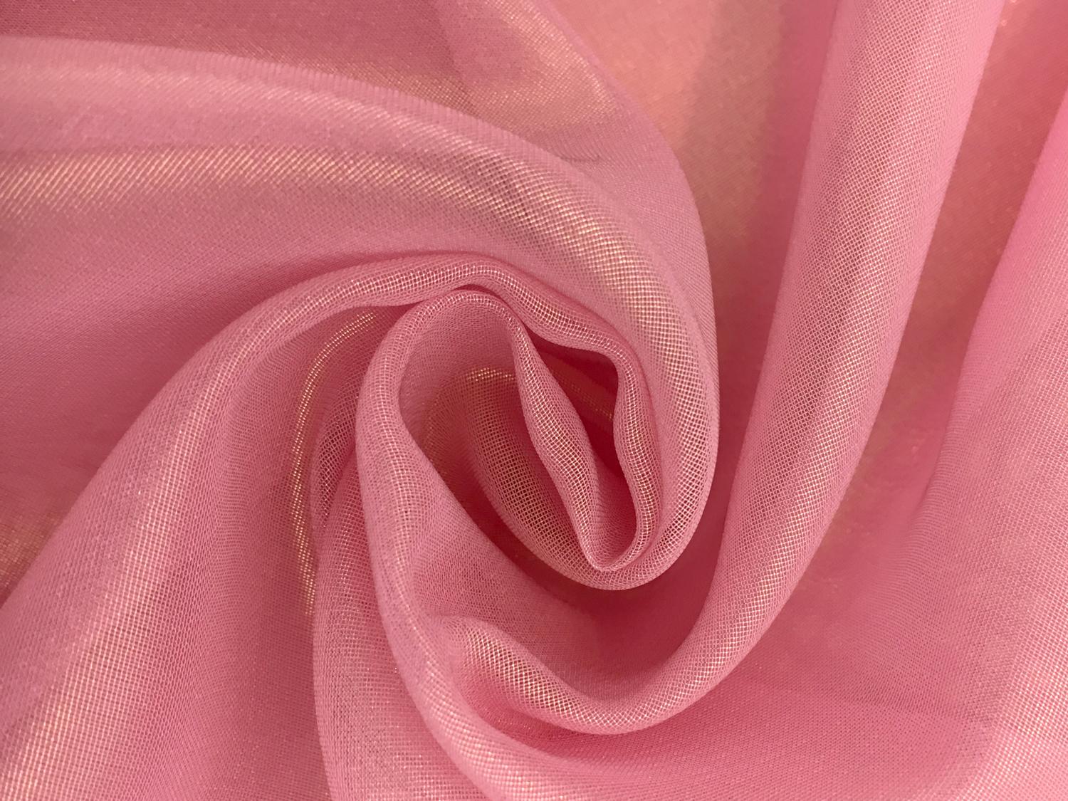 Microfiber Gold Metallic Chiffon in Bubblegum Pink0
