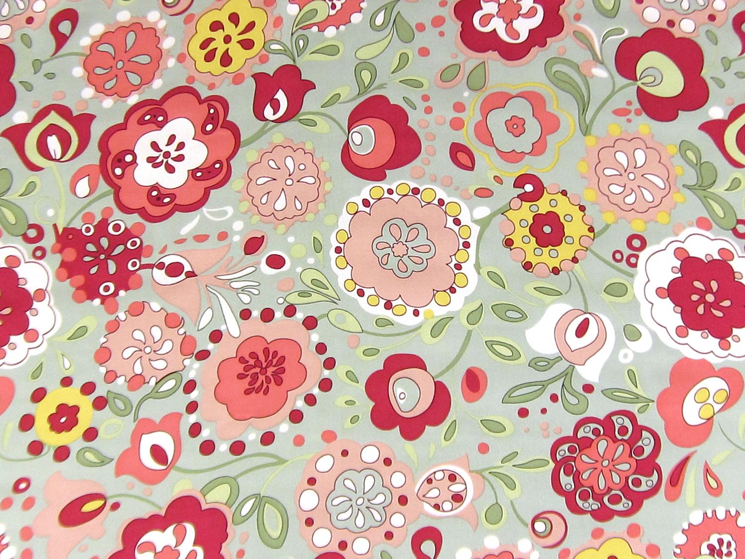 Printed Silk Charmeuse with Illustrated Florals Motifs0