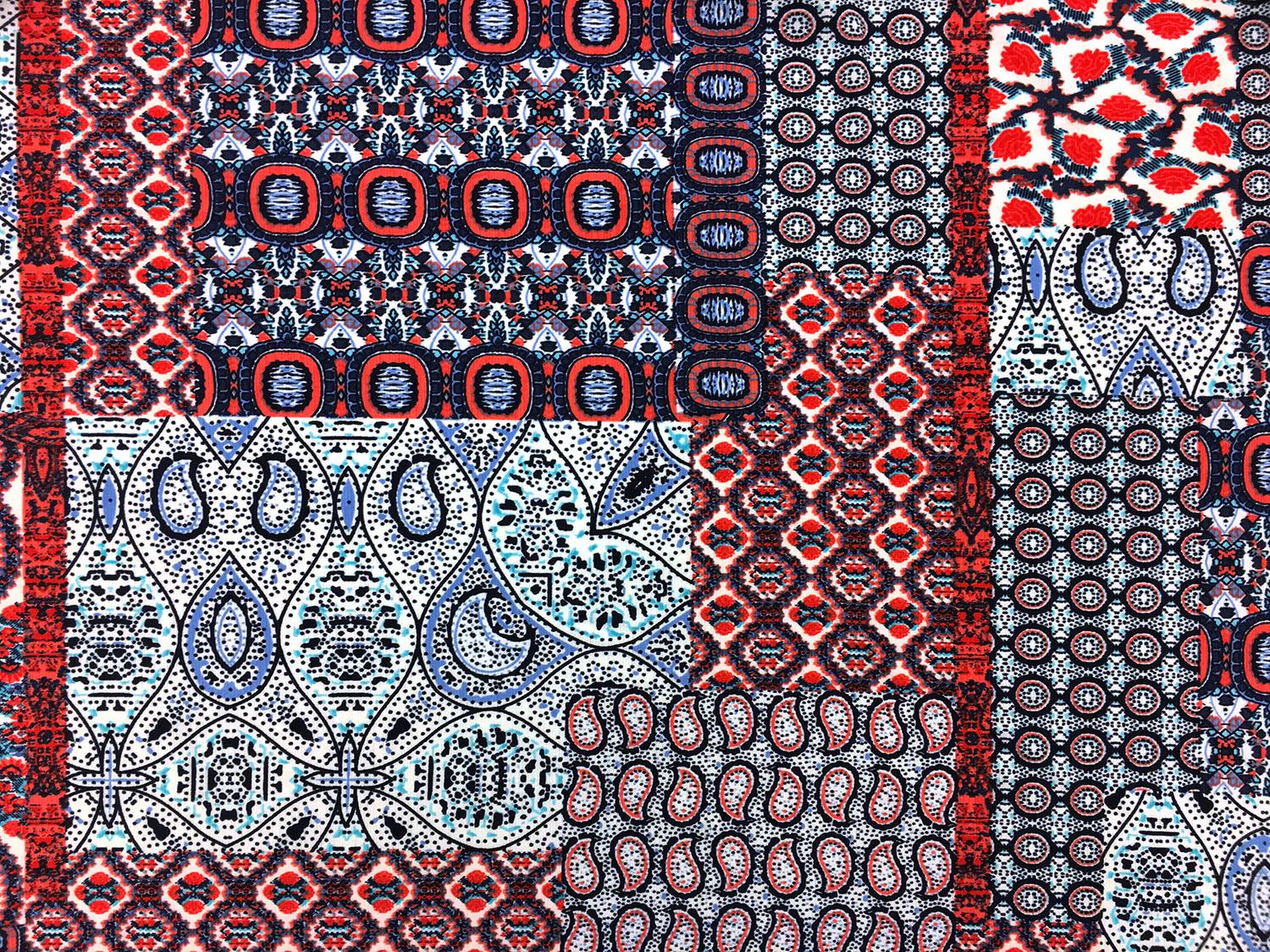 Poly Spandex Jersey With Ornamental Patchwork Print0