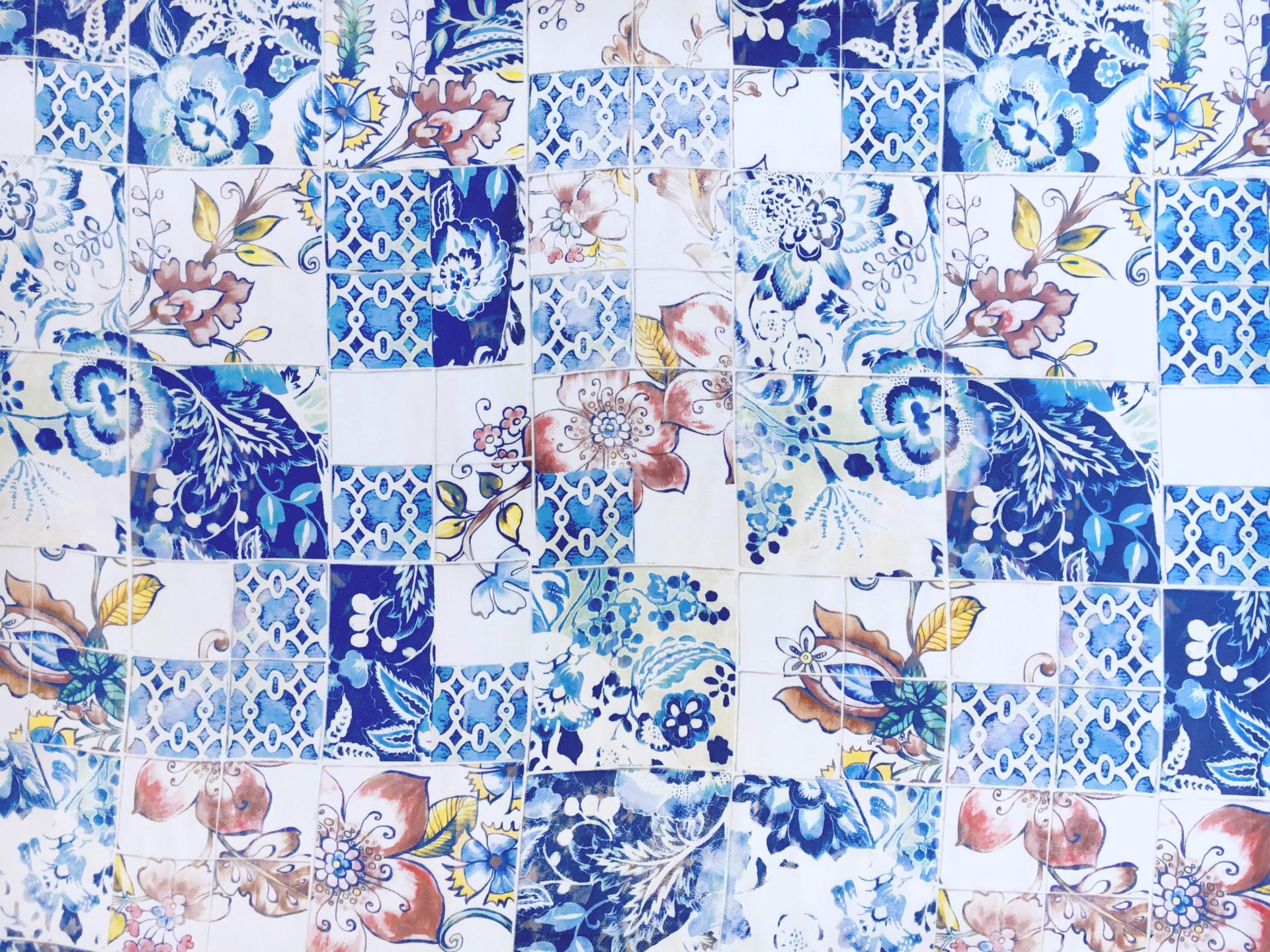 Printed Silk Charmeuse with Ornate Italian Tile Patterns0