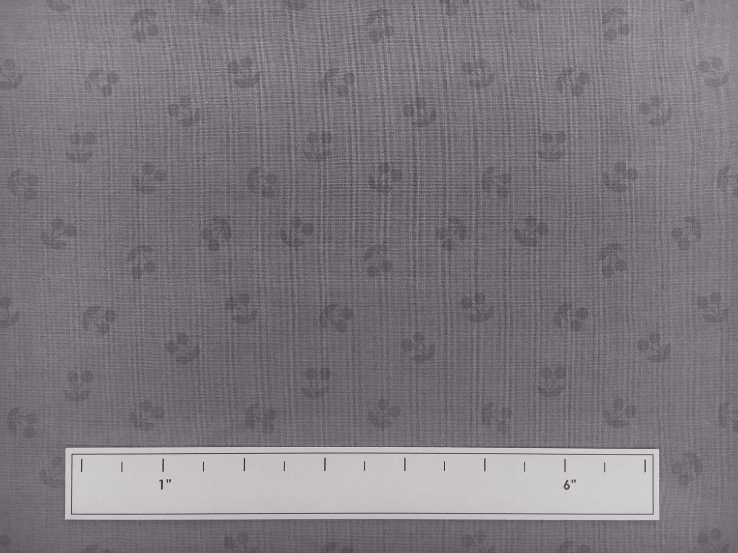 Cotton Broadcloth Cherries Print in Grey 3