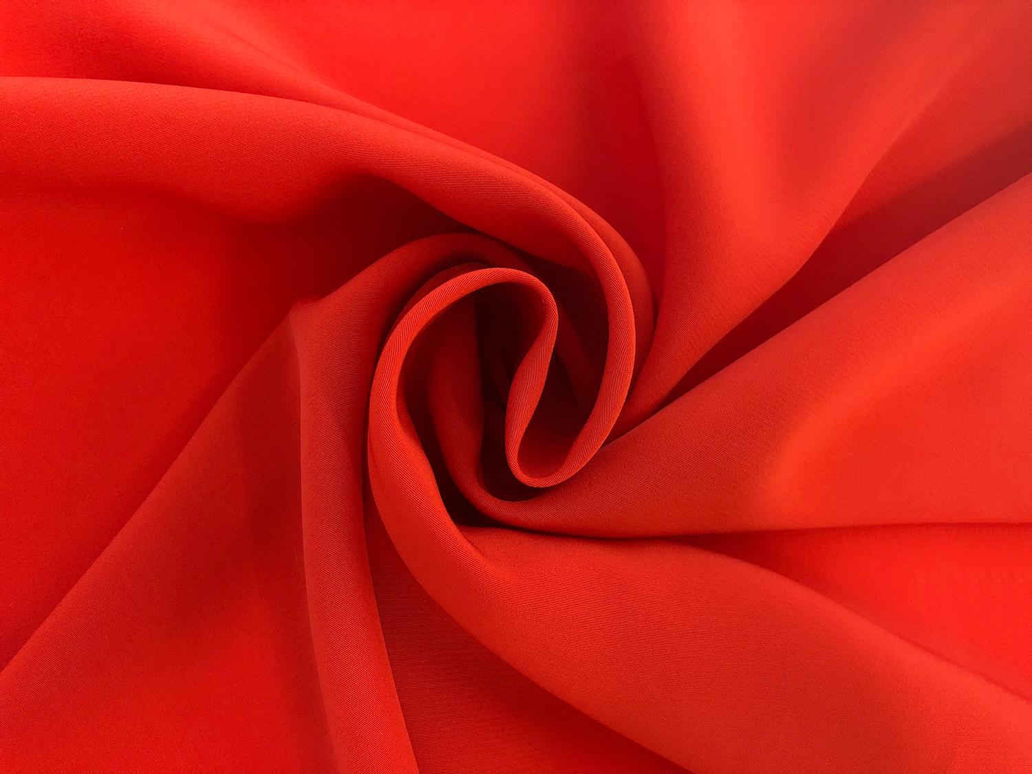 Polyester Powder Crepe De Chine in Vermilion 1