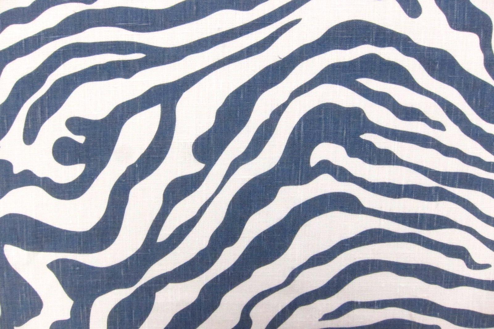 Linen Upholstery Zebra Print in Bluestone0