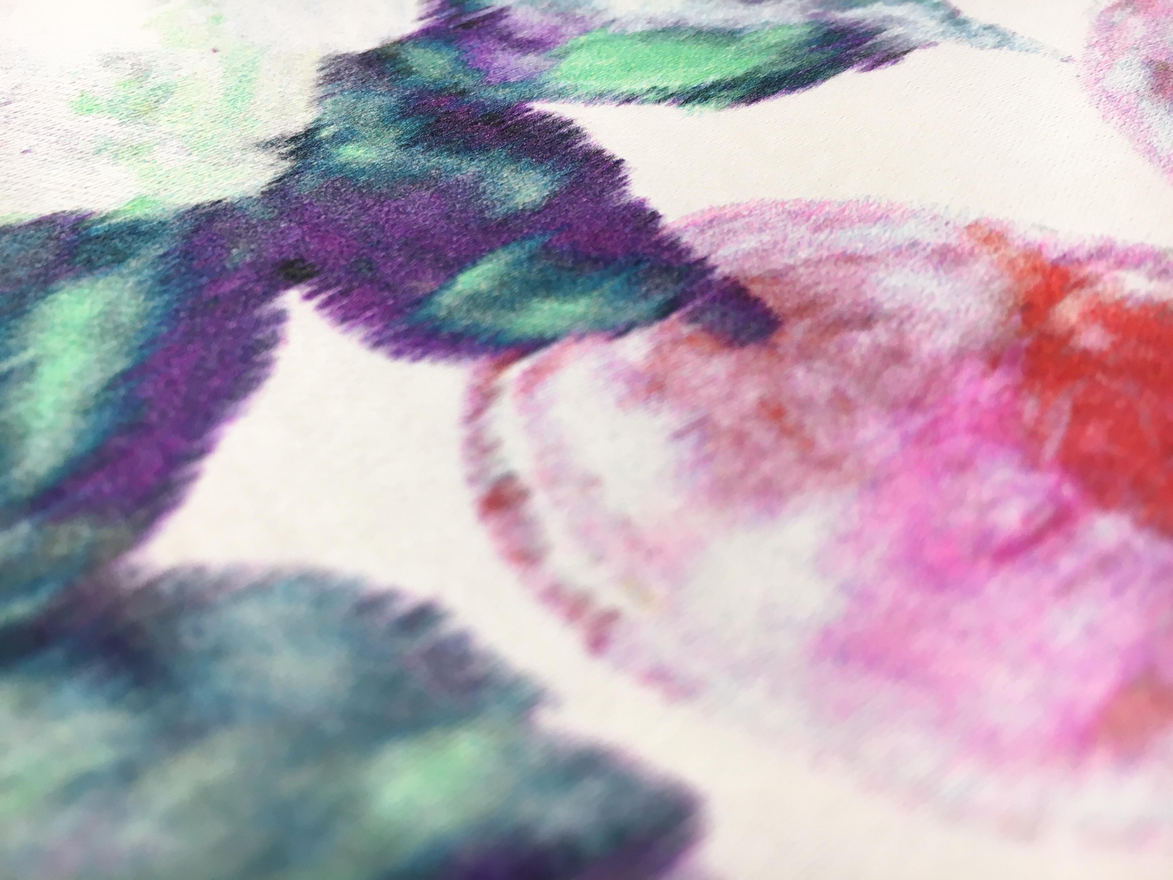 Printed Silk Jacquard Back Satin with Abstract Color Distorted Flowers2