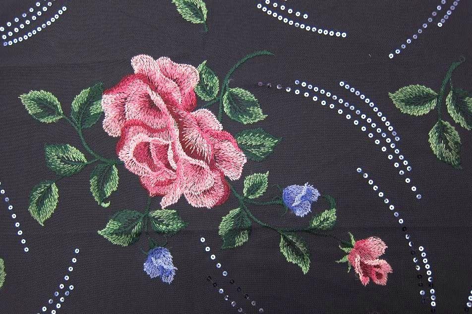 Sequins on Embroidered Illusion0