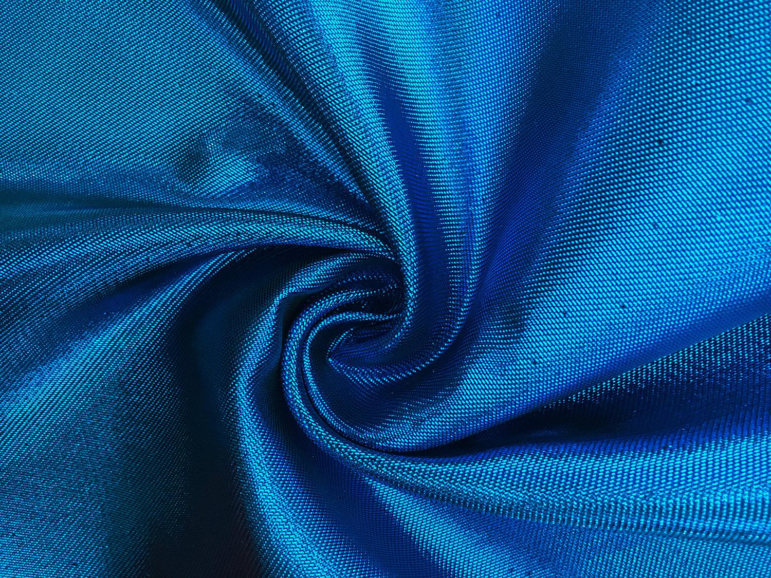 French Cotton Blend Metallic Twill in Blue