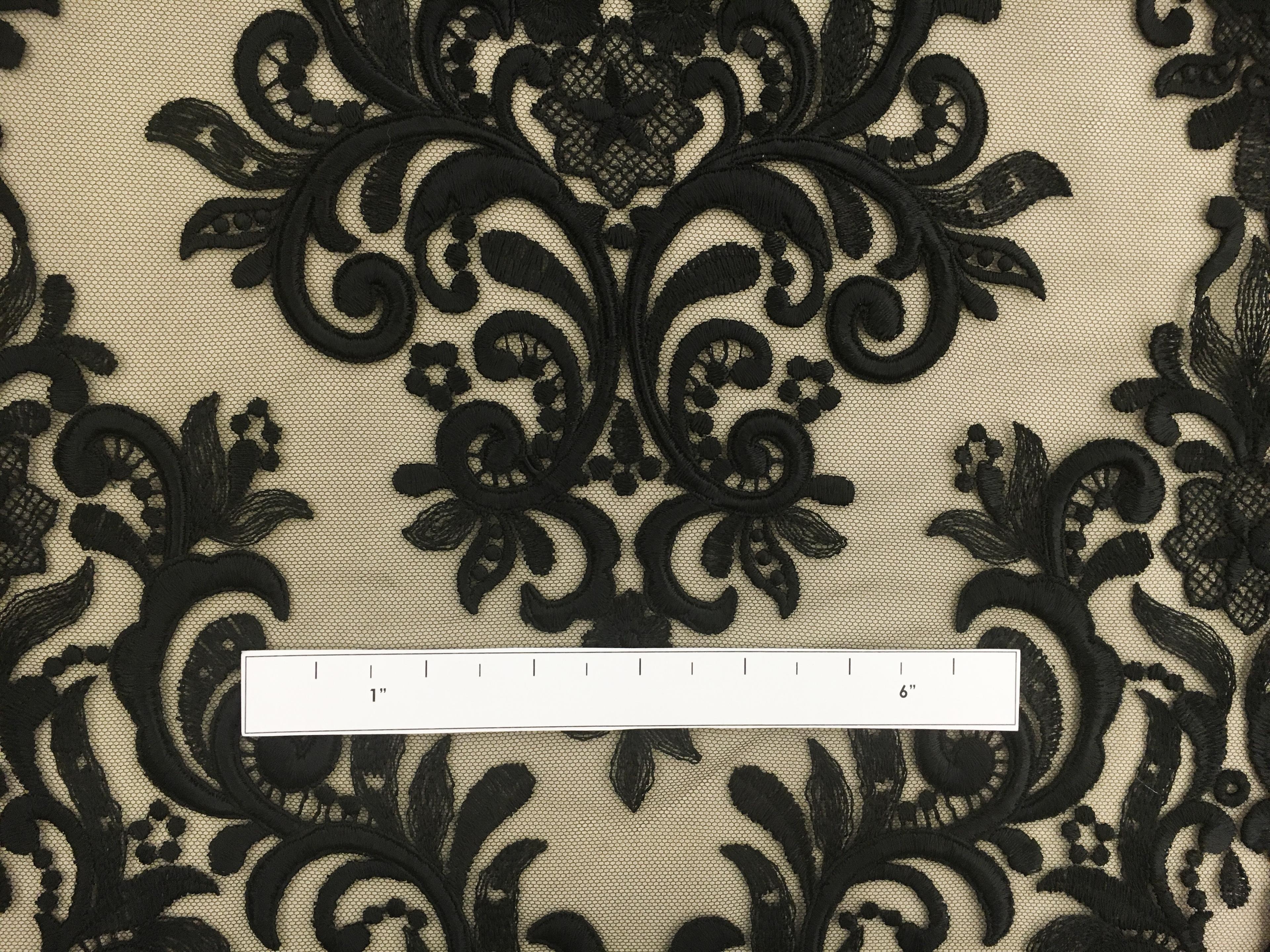 Ornate Embroidered Tulle in Black2