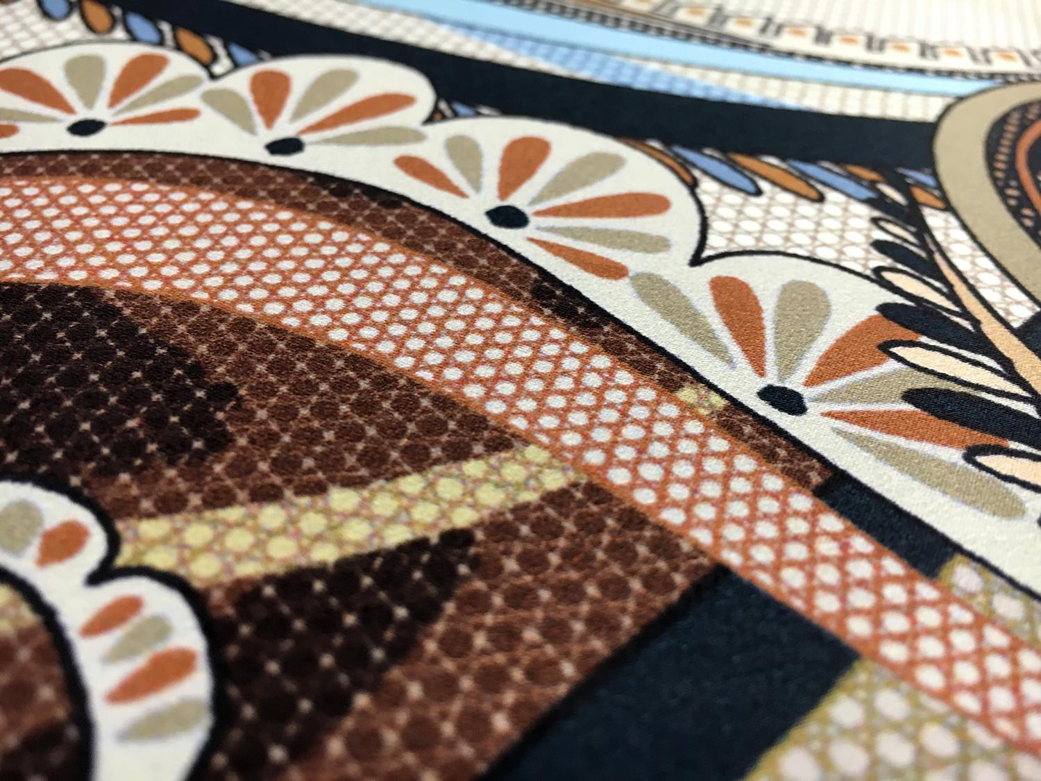 Printed Silk Charmeuse with Large Print Swirl Border2