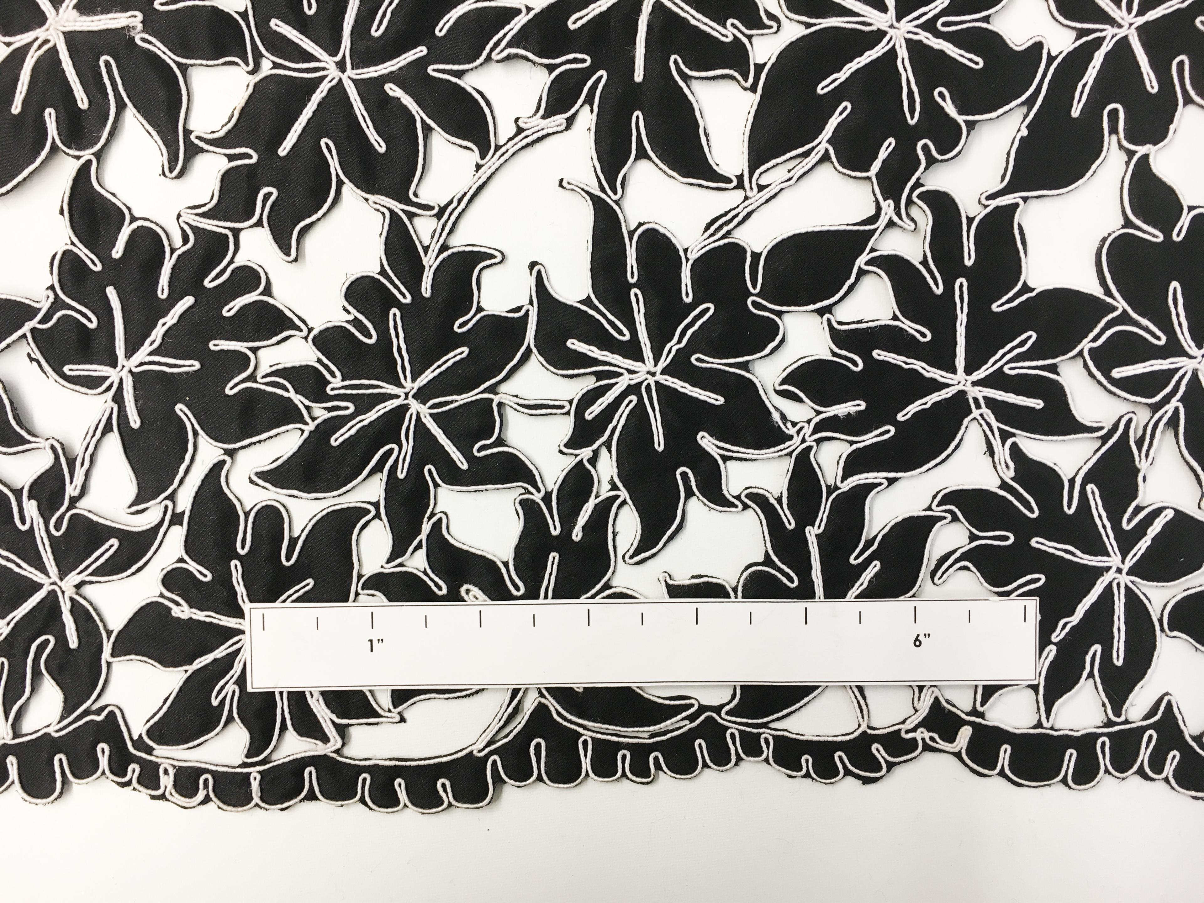 Corded Laser Cut Satin with a Double Scalloped Border1