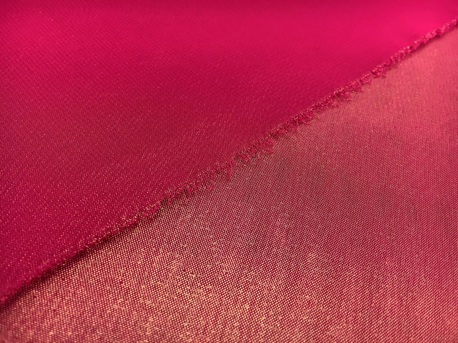 Microfiber Gold Metallic Chiffon in Raspberry 1