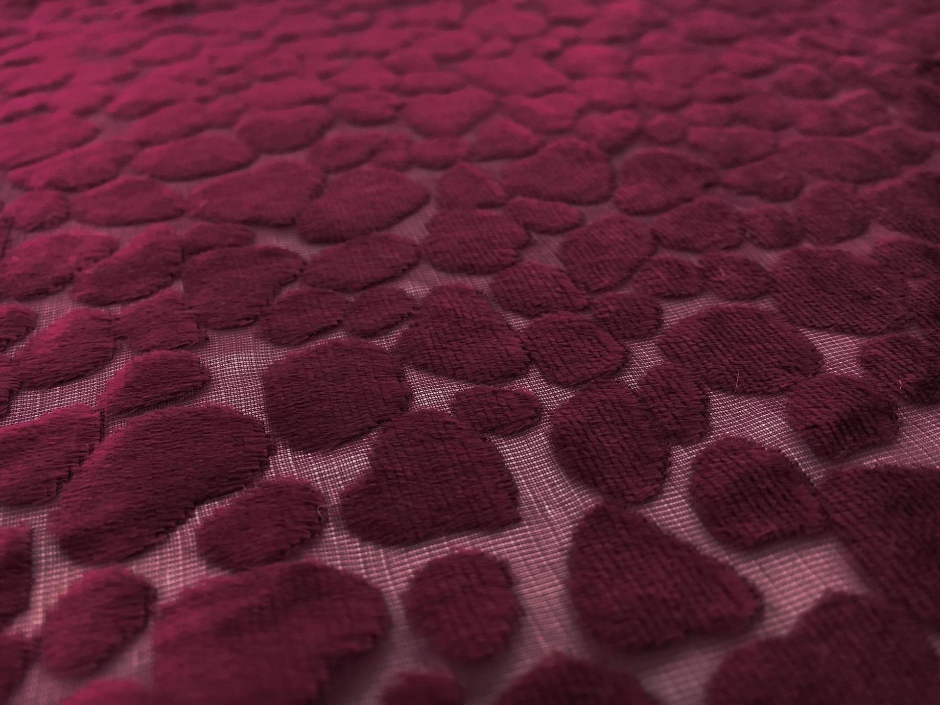 Poly and Rayon Burnout Velvet with Uneven Dots in Wine0