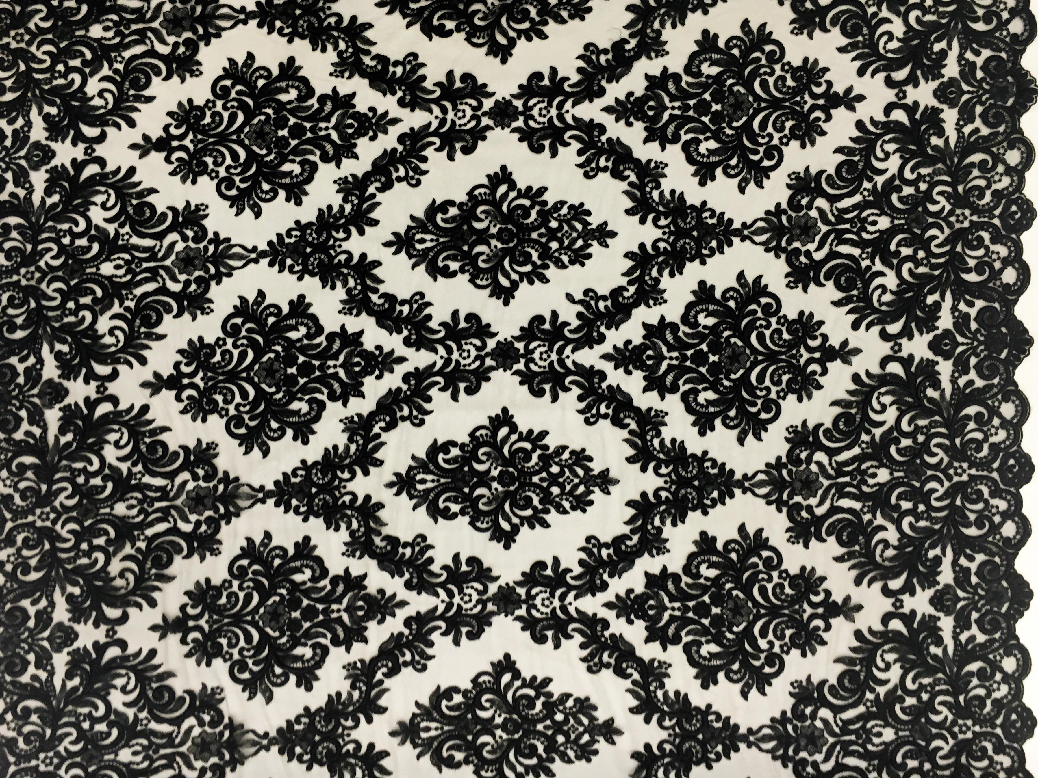 Ornate Embroidered Tulle in Black0