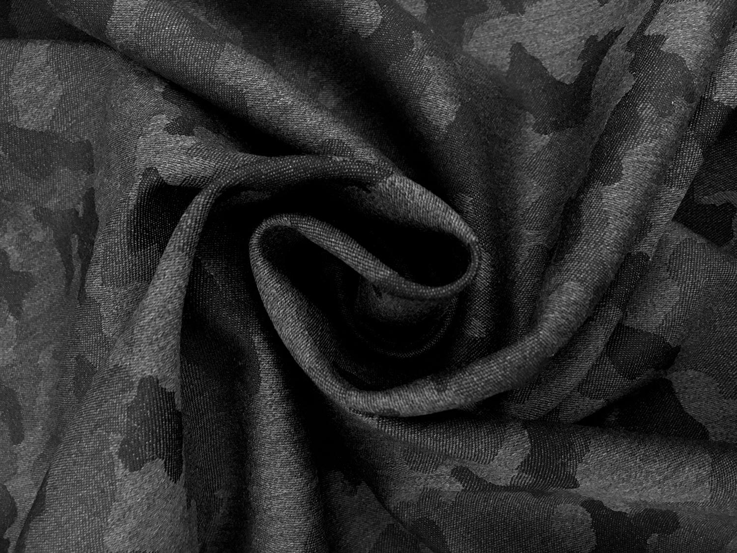 Italian Wool Camouflage Jacquard Suiting in Charcoal1