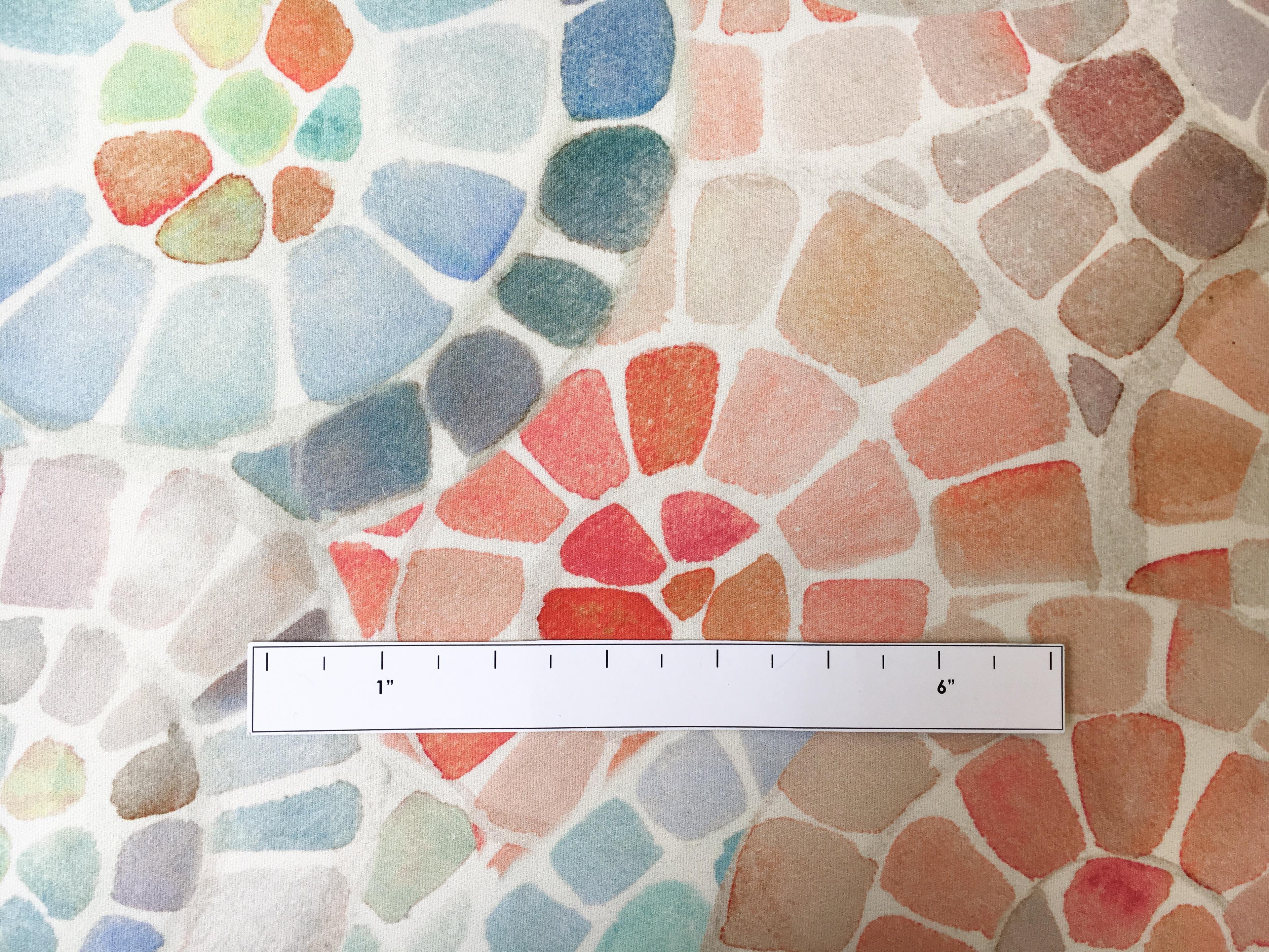 Printed Silk Crepe with Watercolor Tiles 1