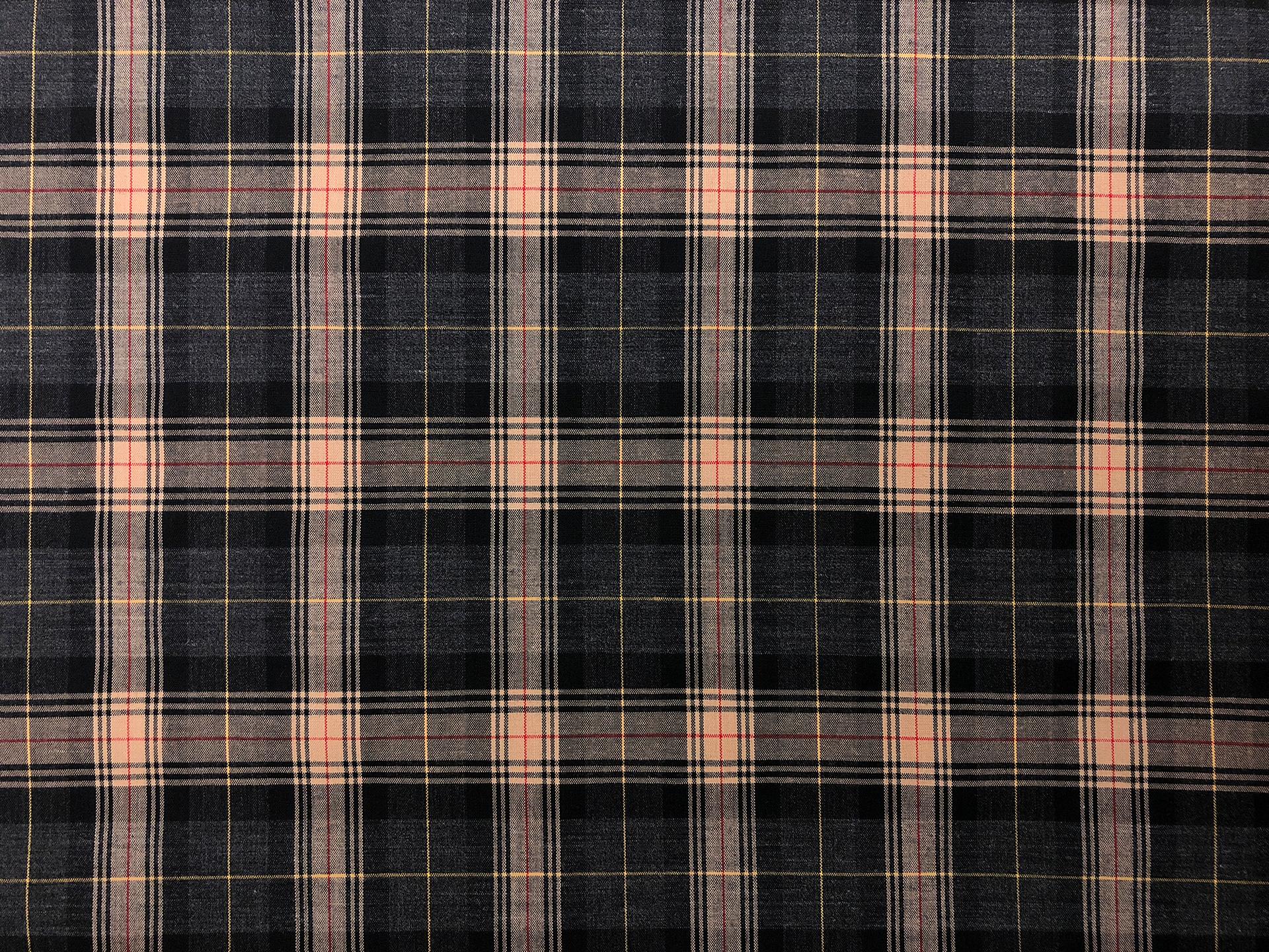 Black and Camel Brown Superfine Wool Tartan Plaid0