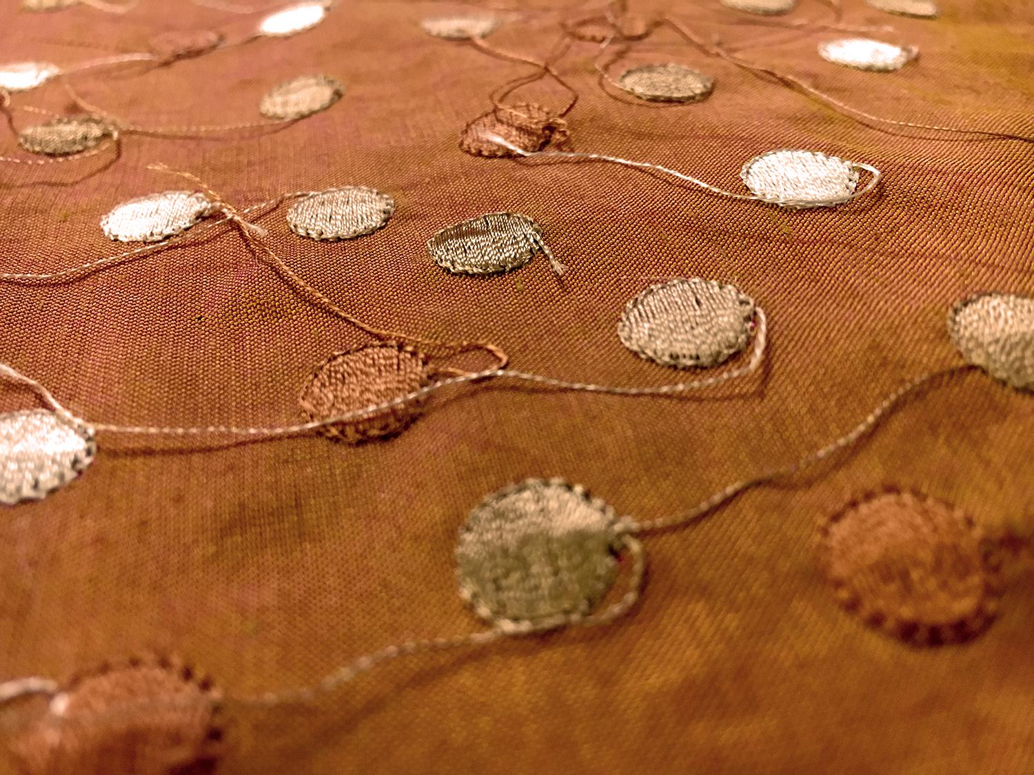 Iridescent Silk Shantung with Embroidered Dots2