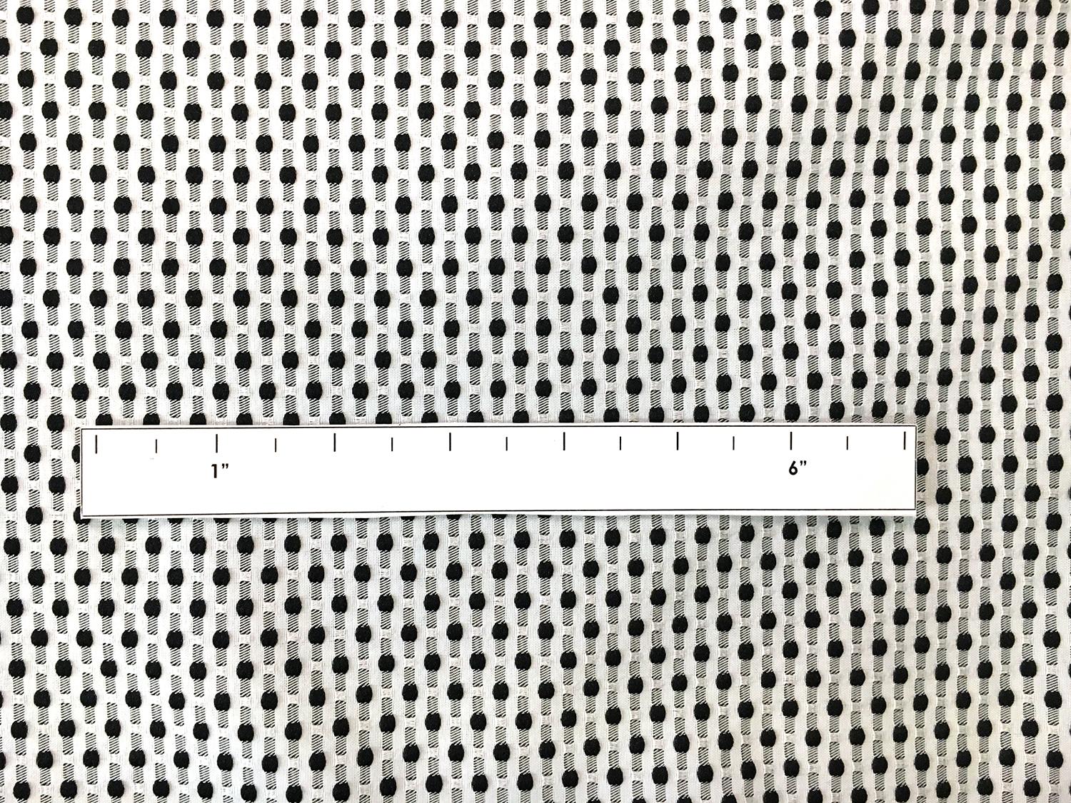 Polyester Swiss Dot Brocade with Black Dots1
