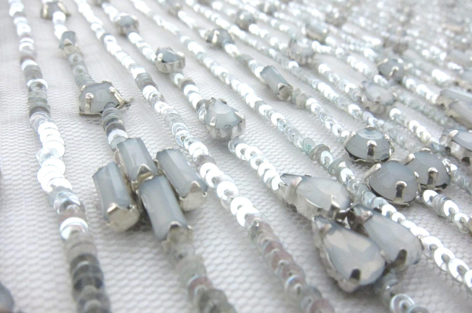 Rose Montee and Sequins Embroidered Tulle in Grey2