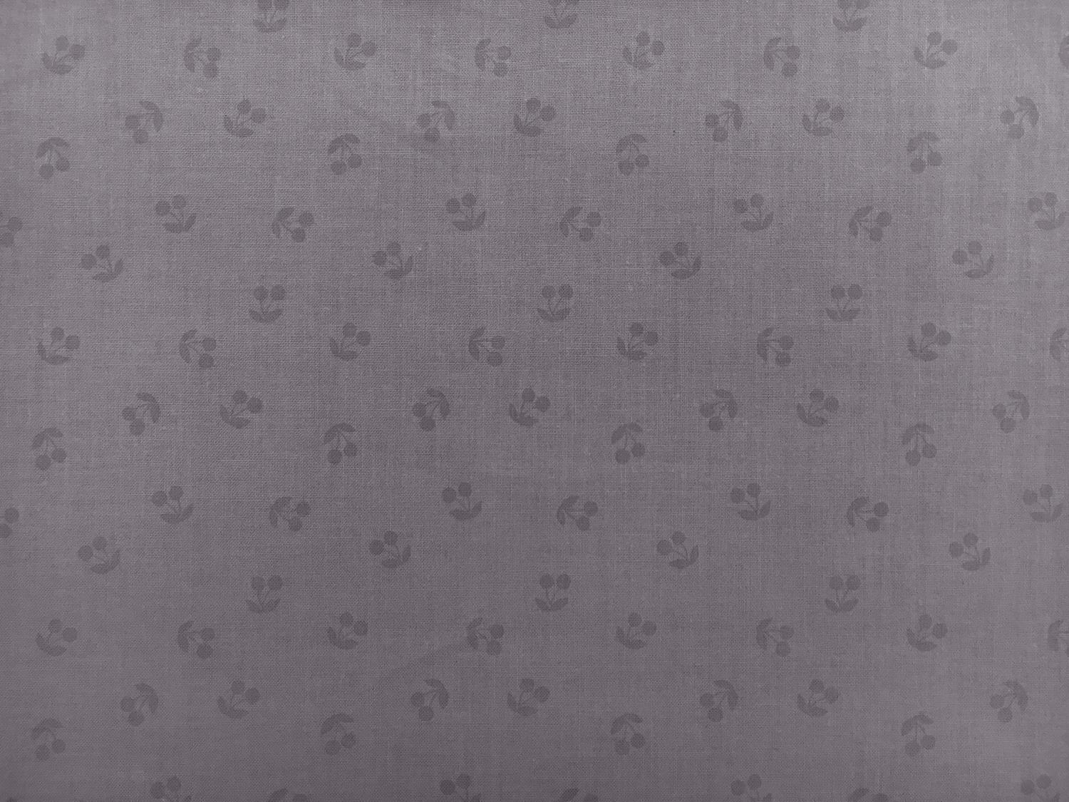 Cotton Broadcloth Cherries Print in Grey 0