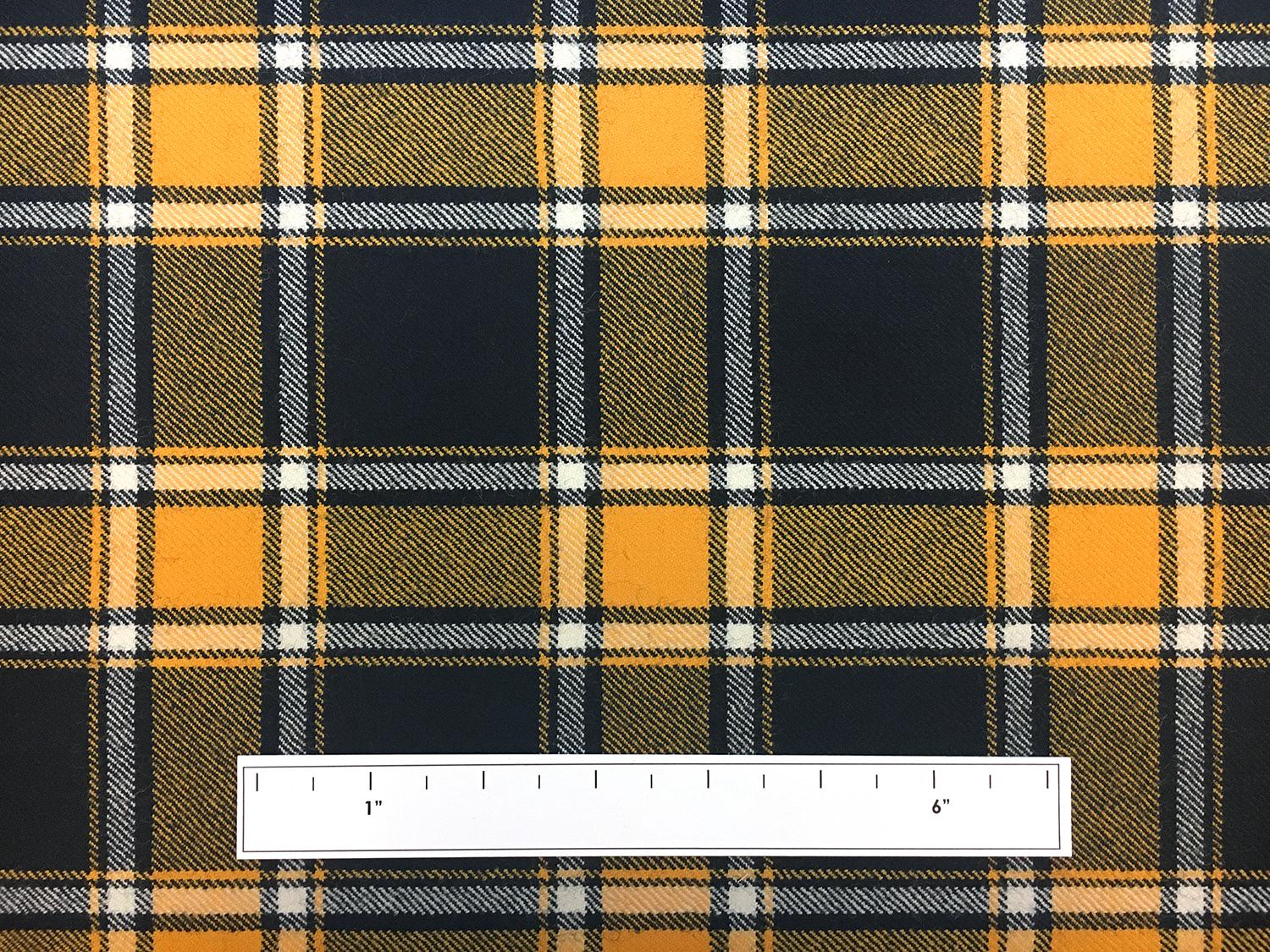Italian Virgin Wool Tartan Plaid in Yellow and Navy2