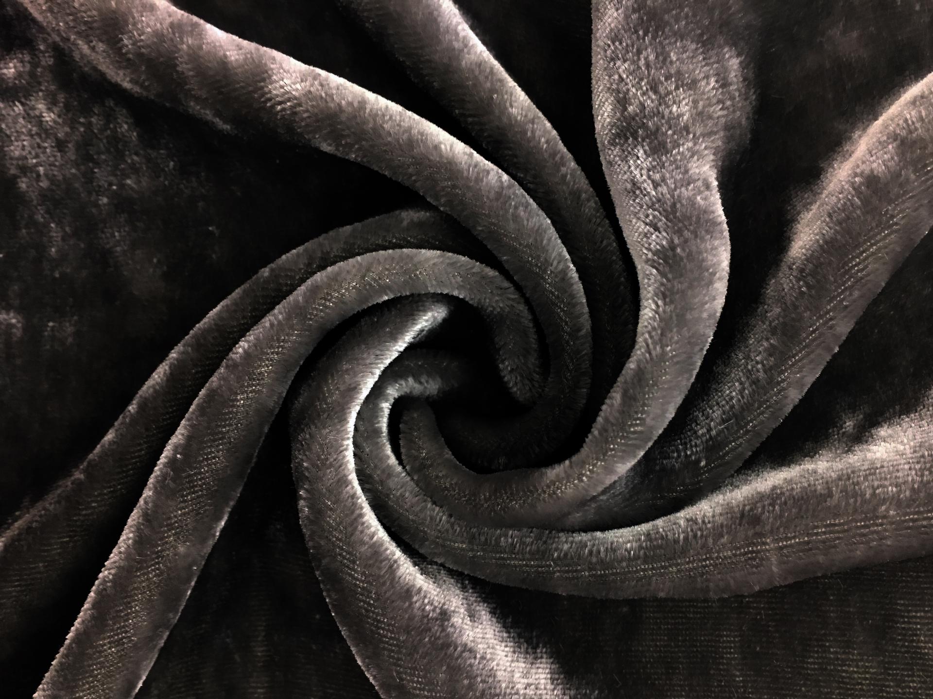 Silk and Rayon Velvet in Charcoal0