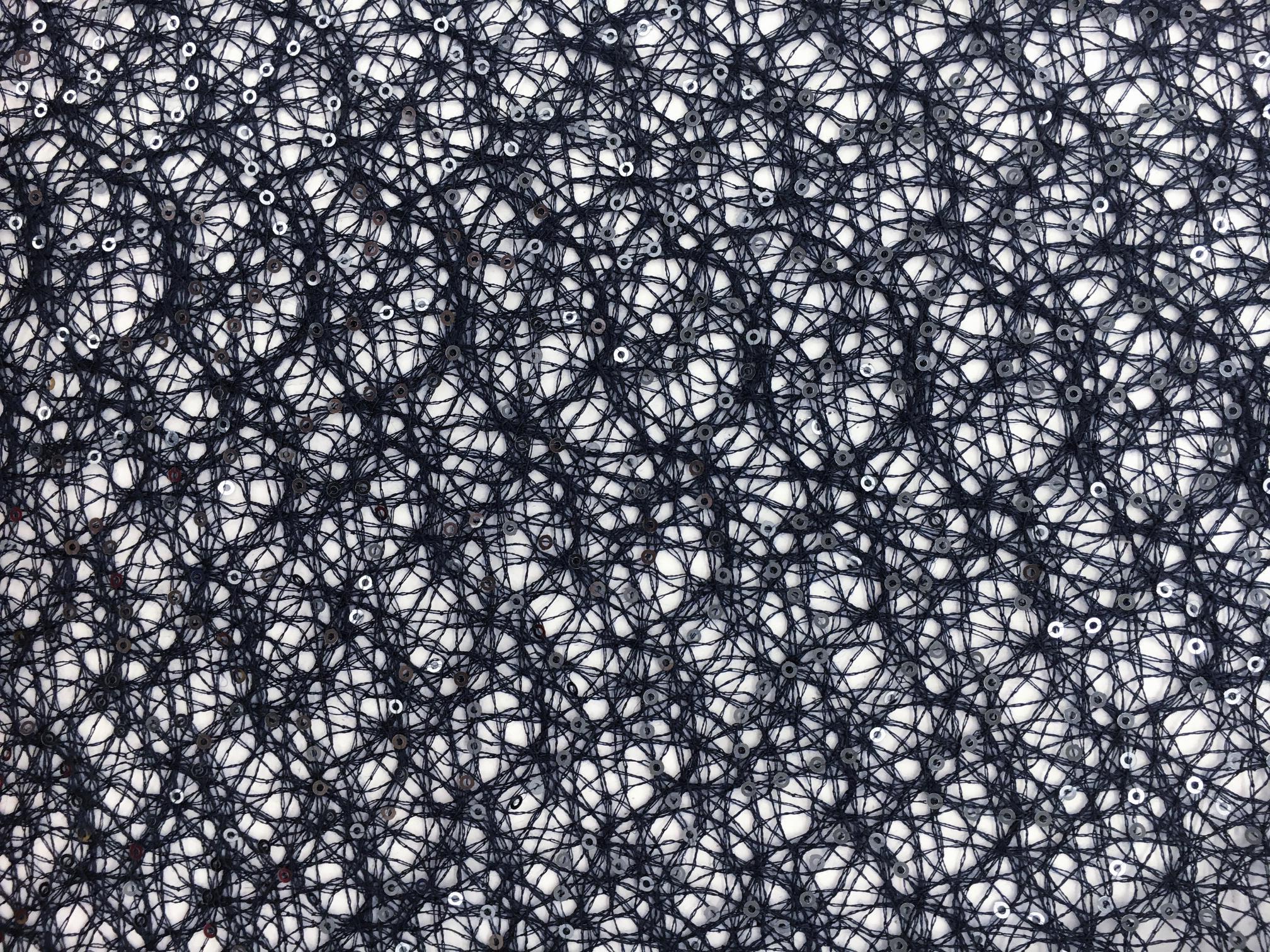 Sequins on Polyester Mesh in Midnight Navy2
