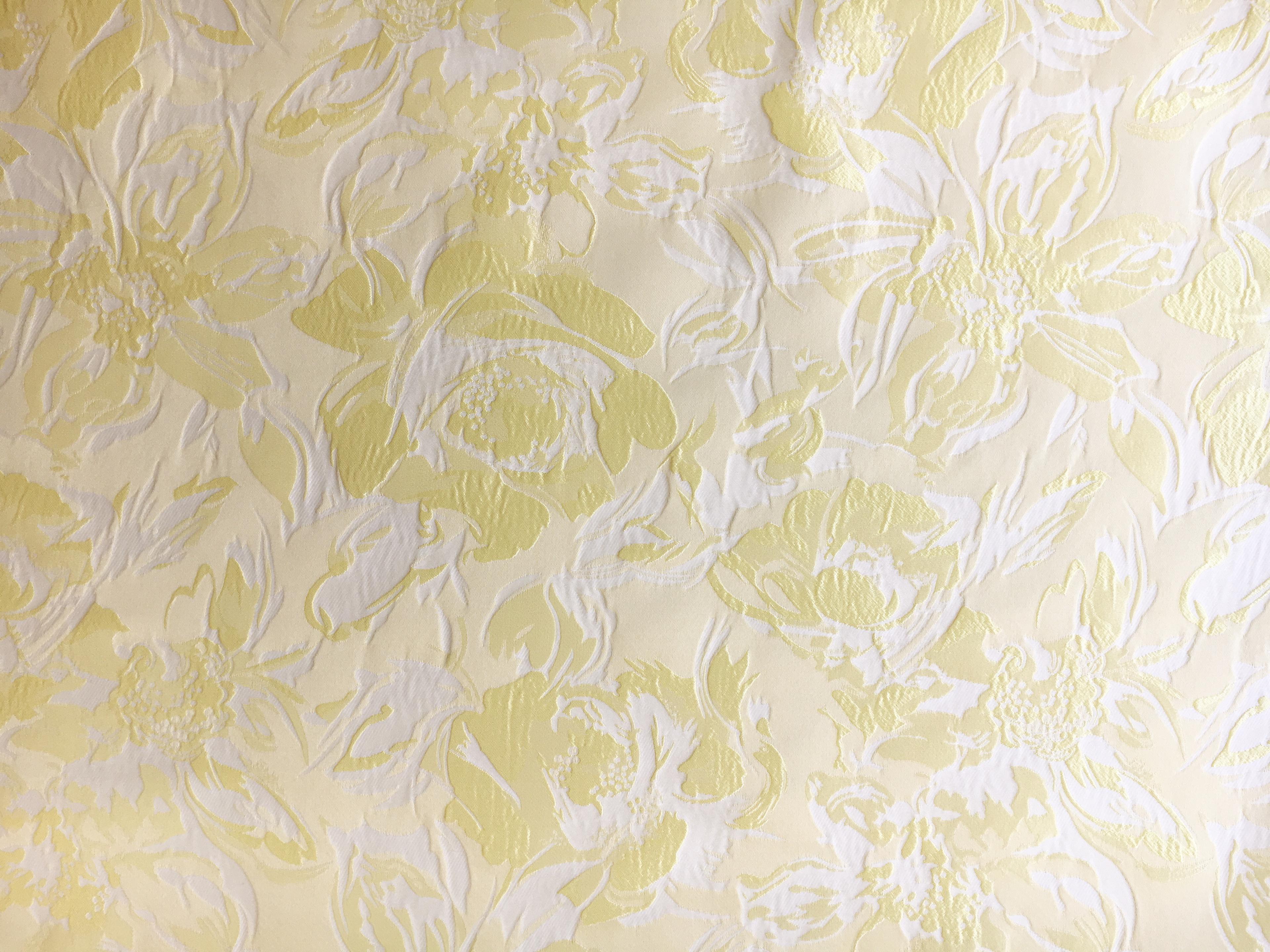 Polyester Floral Jacquard Brocade in Princess Yellow0