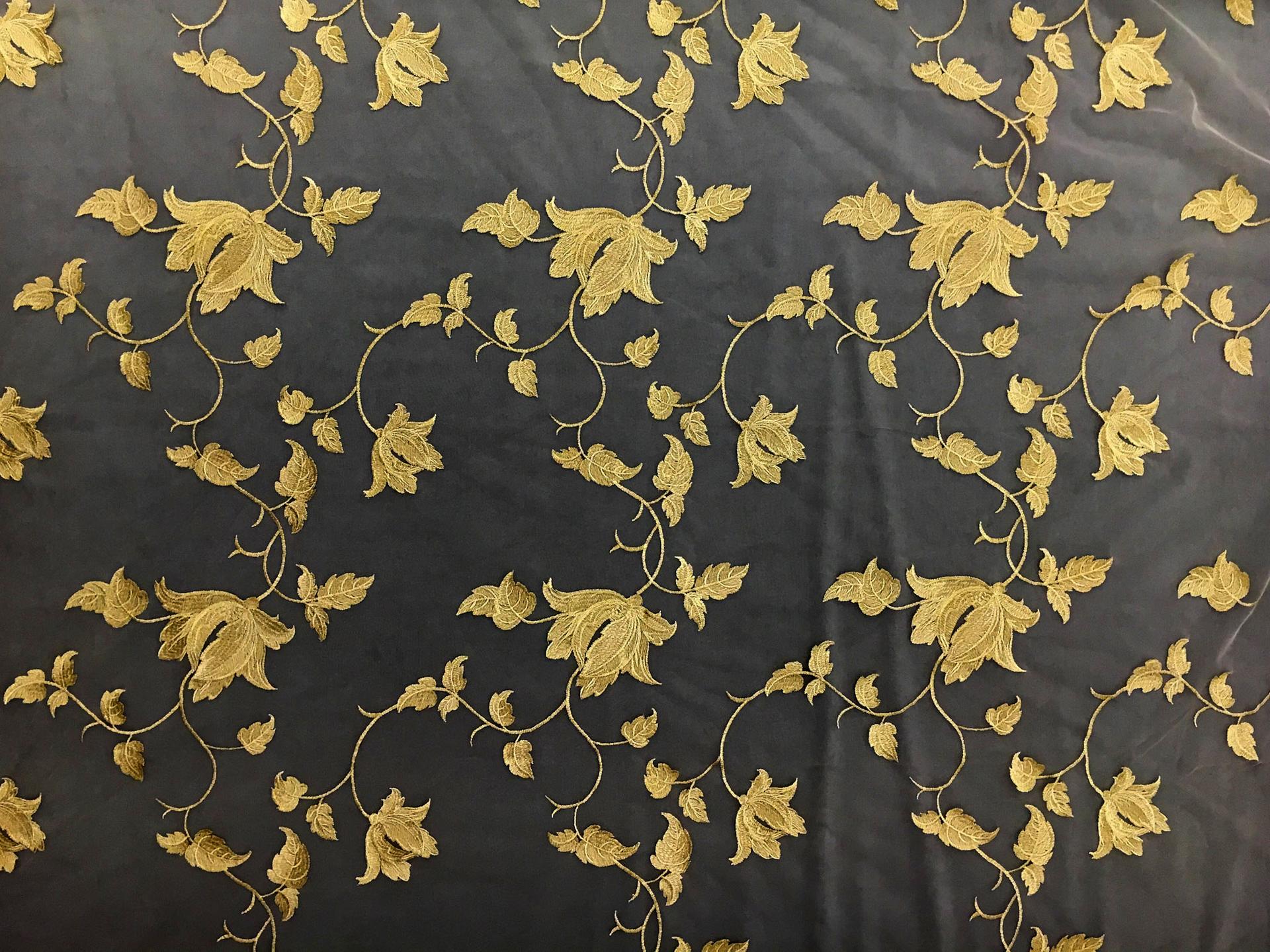 Floral Metallic Embroidered Tulle0