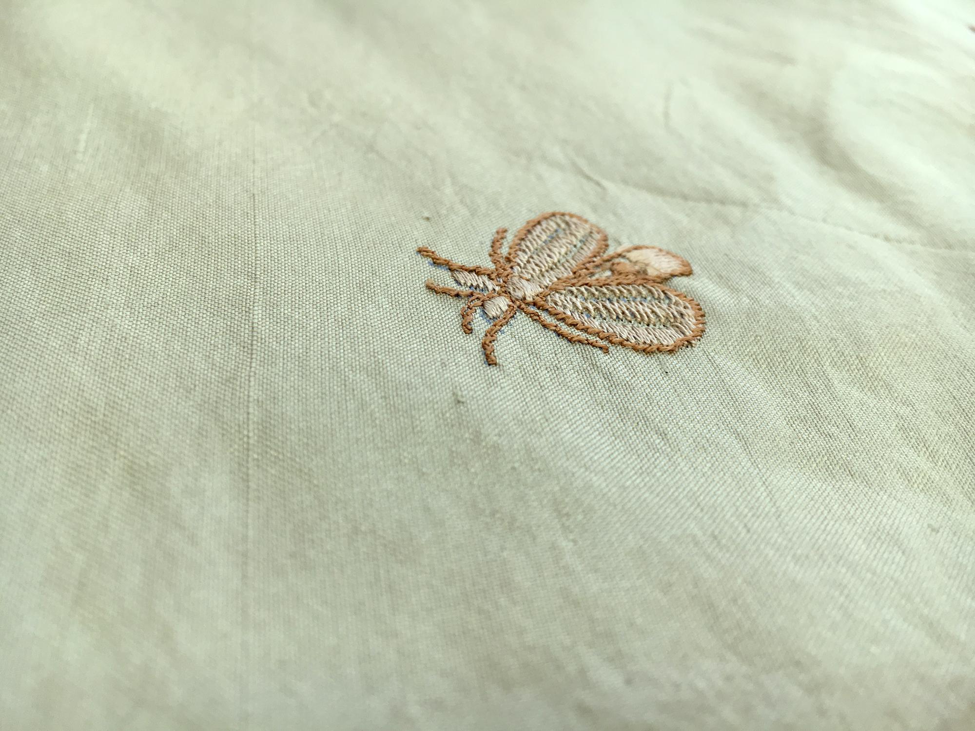 Embroidered Silk Shantung with Flies2