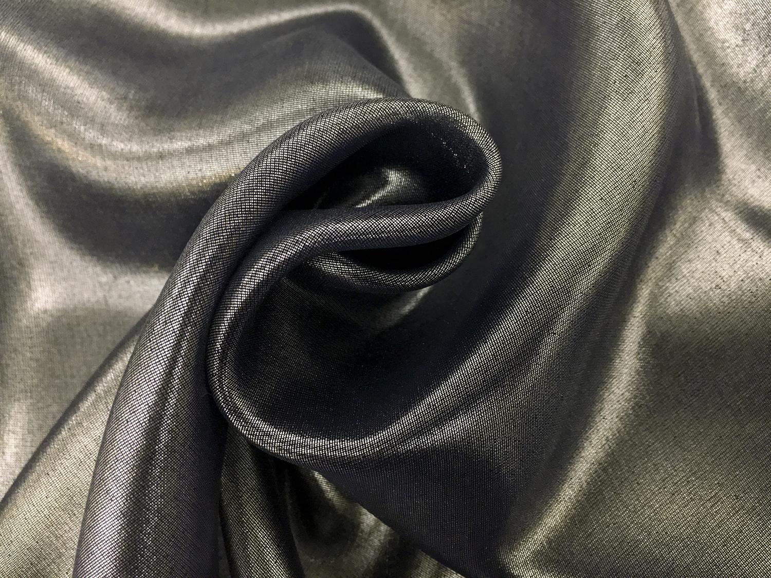 Microfiber Silver Metallic Chiffon in Navy0