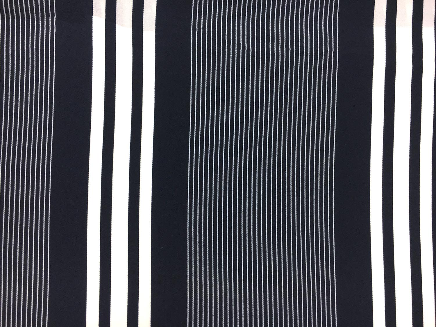 Polyester Crepe Barcode Stripe in Navy and White0
