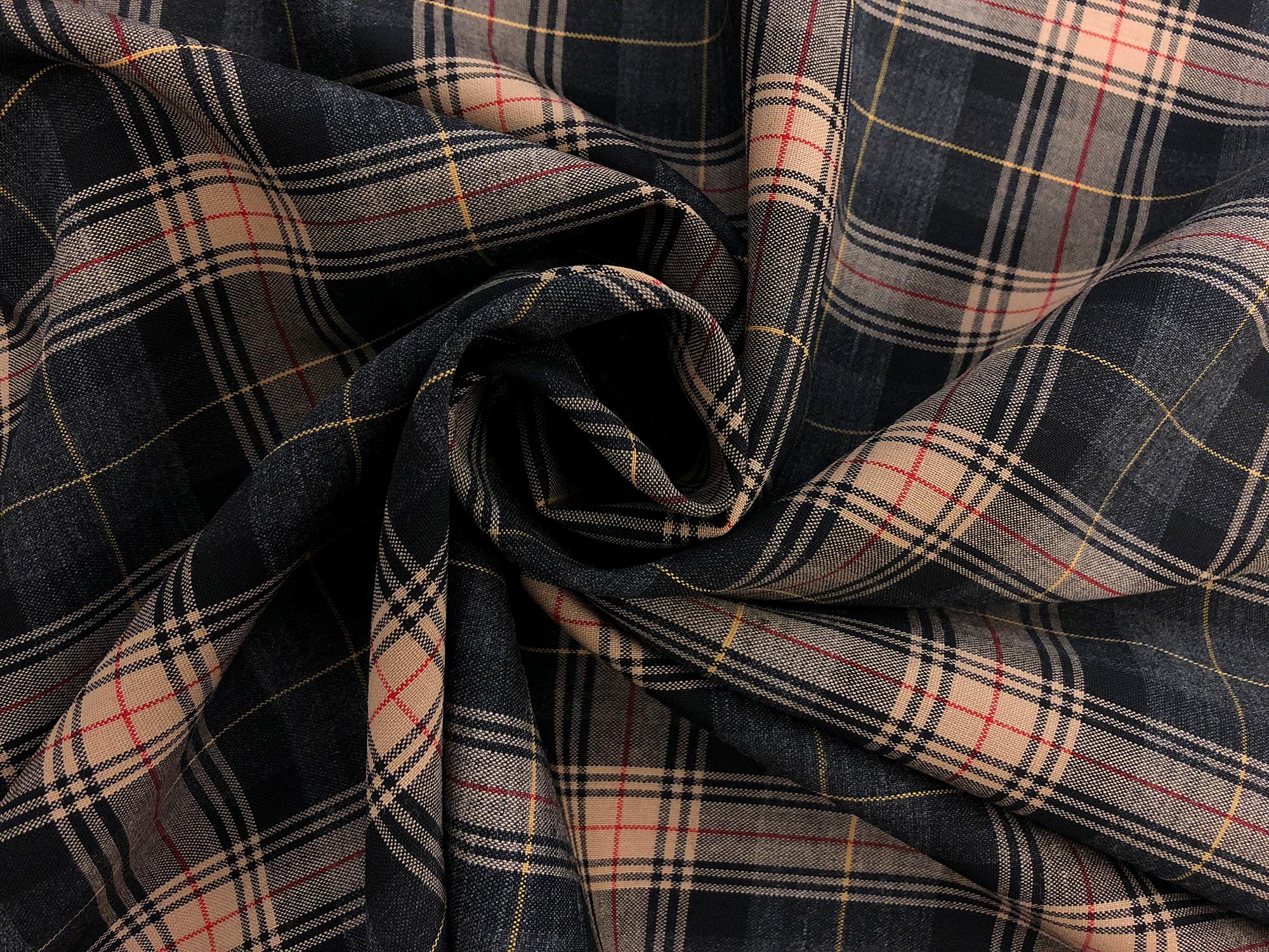 Black and Camel Brown Superfine Wool Tartan Plaid1