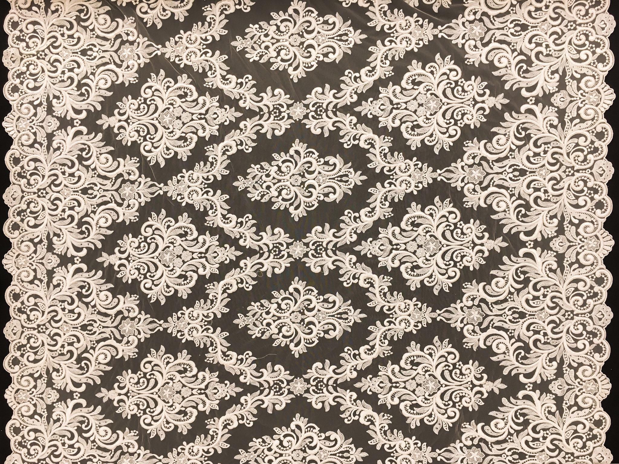 Ornate Embroidered Tulle in Nude0