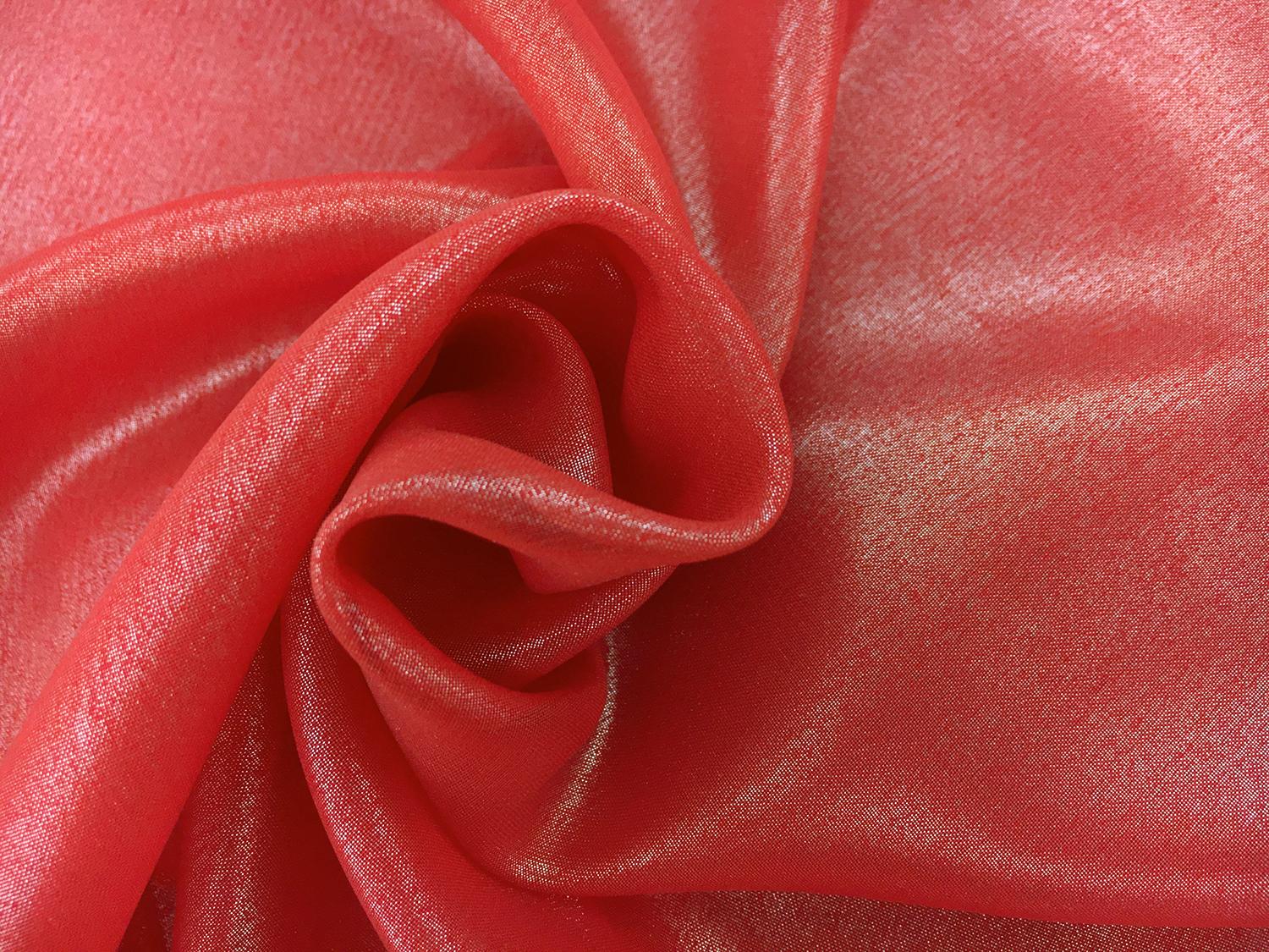 Microfiber Silver Metallic Chiffon in Ruby0