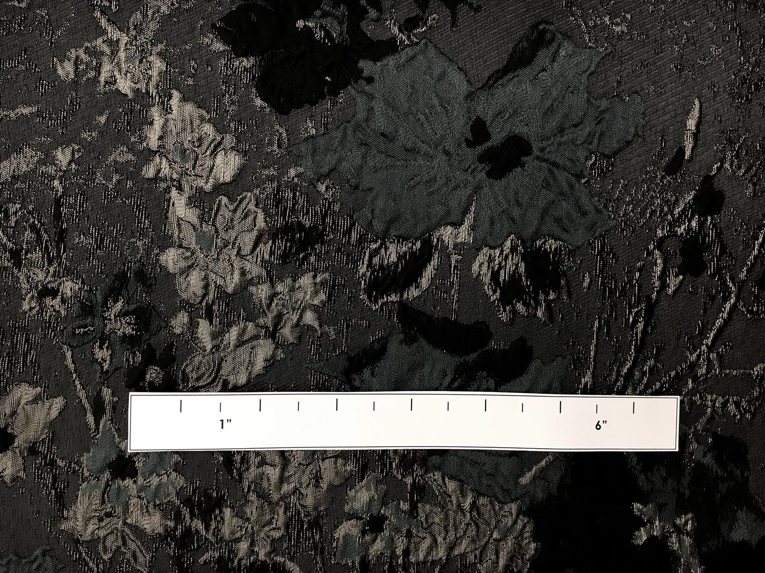 Polyester Twill with Metallic Abstract Floral Border1