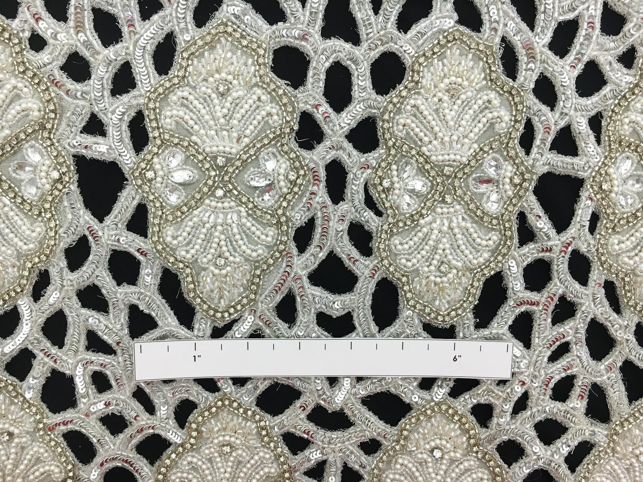 Novelty Crystal and Beads Cut Out Silk Chiffon1