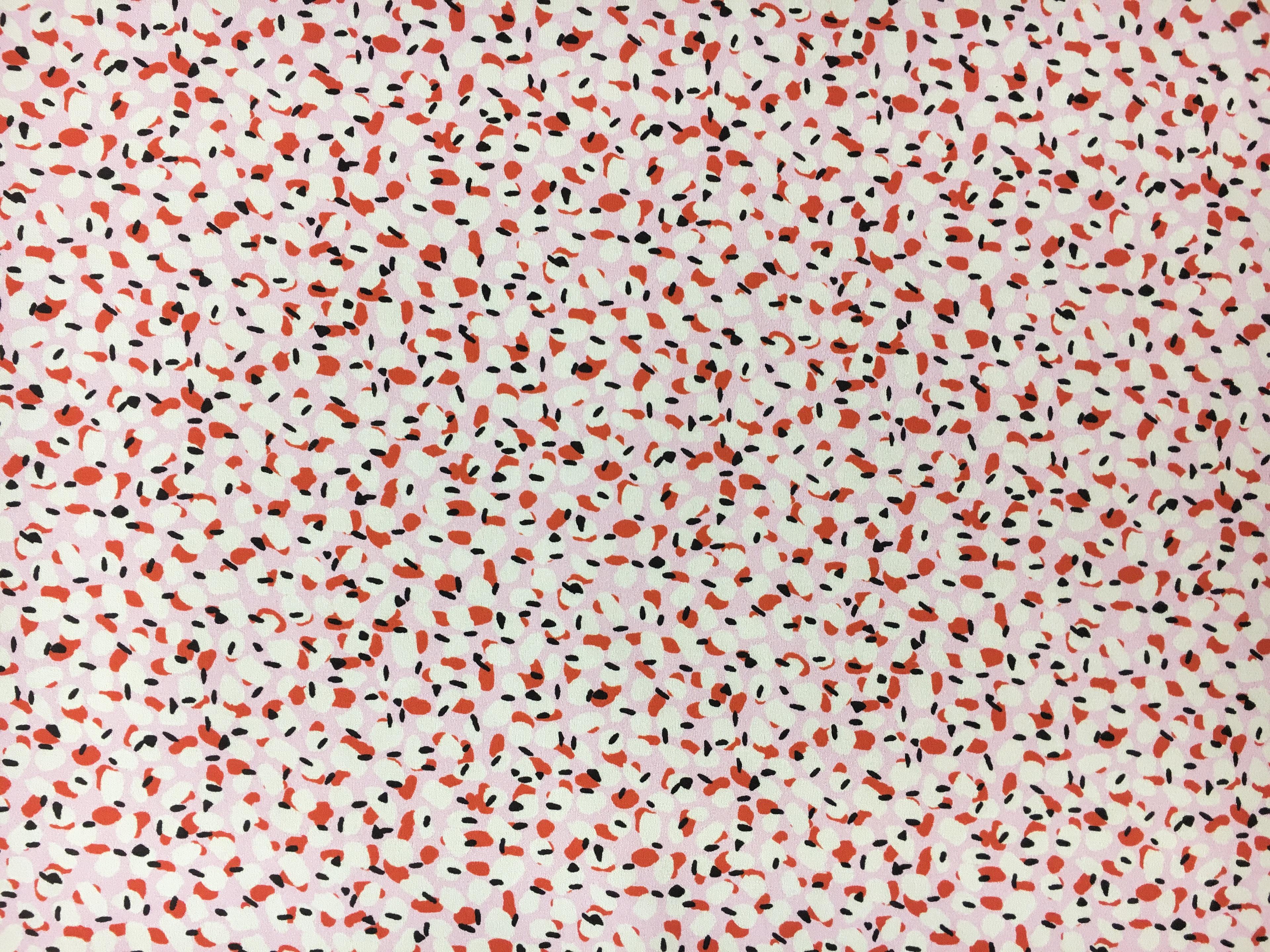 Printed Silk Satin Georgette with Irregular Dots0